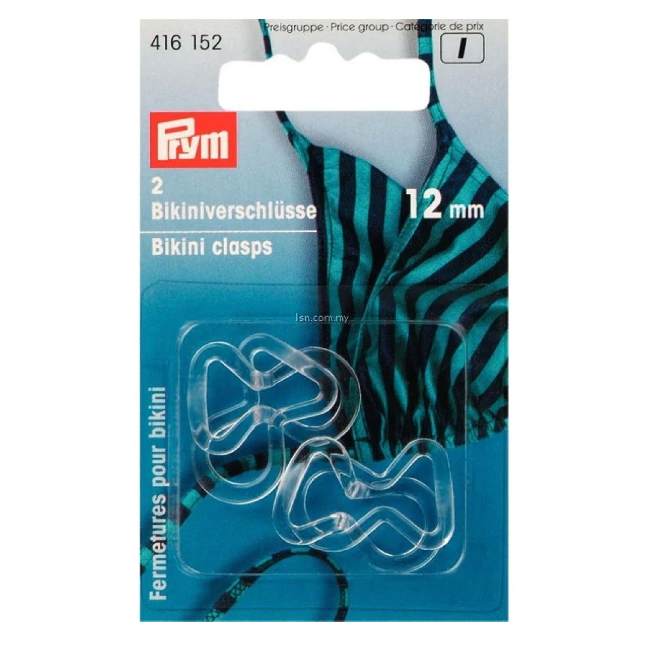 Bikini-Verschluss Transparent 12 mm Prym