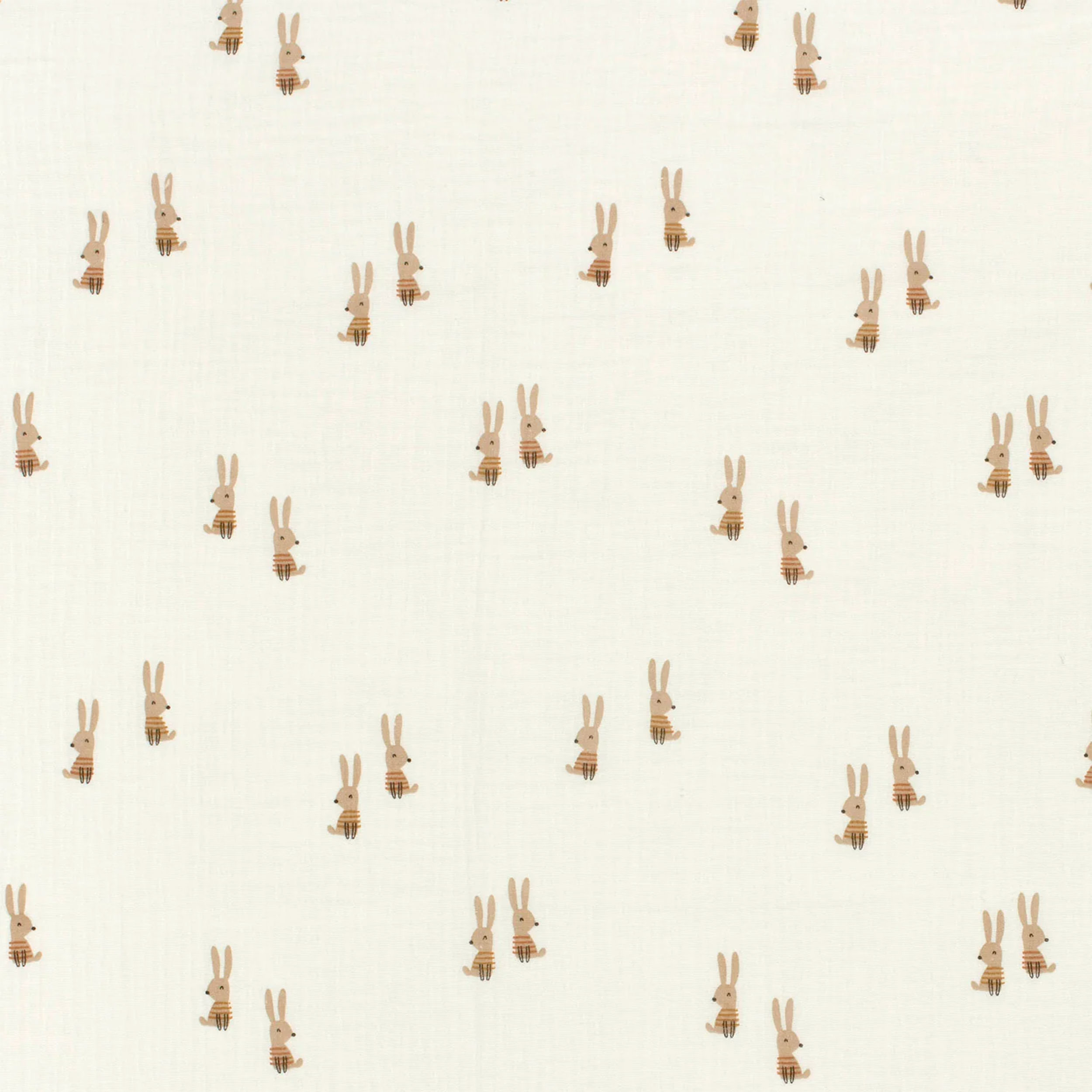 Mousseline de coton blanche avec lapins