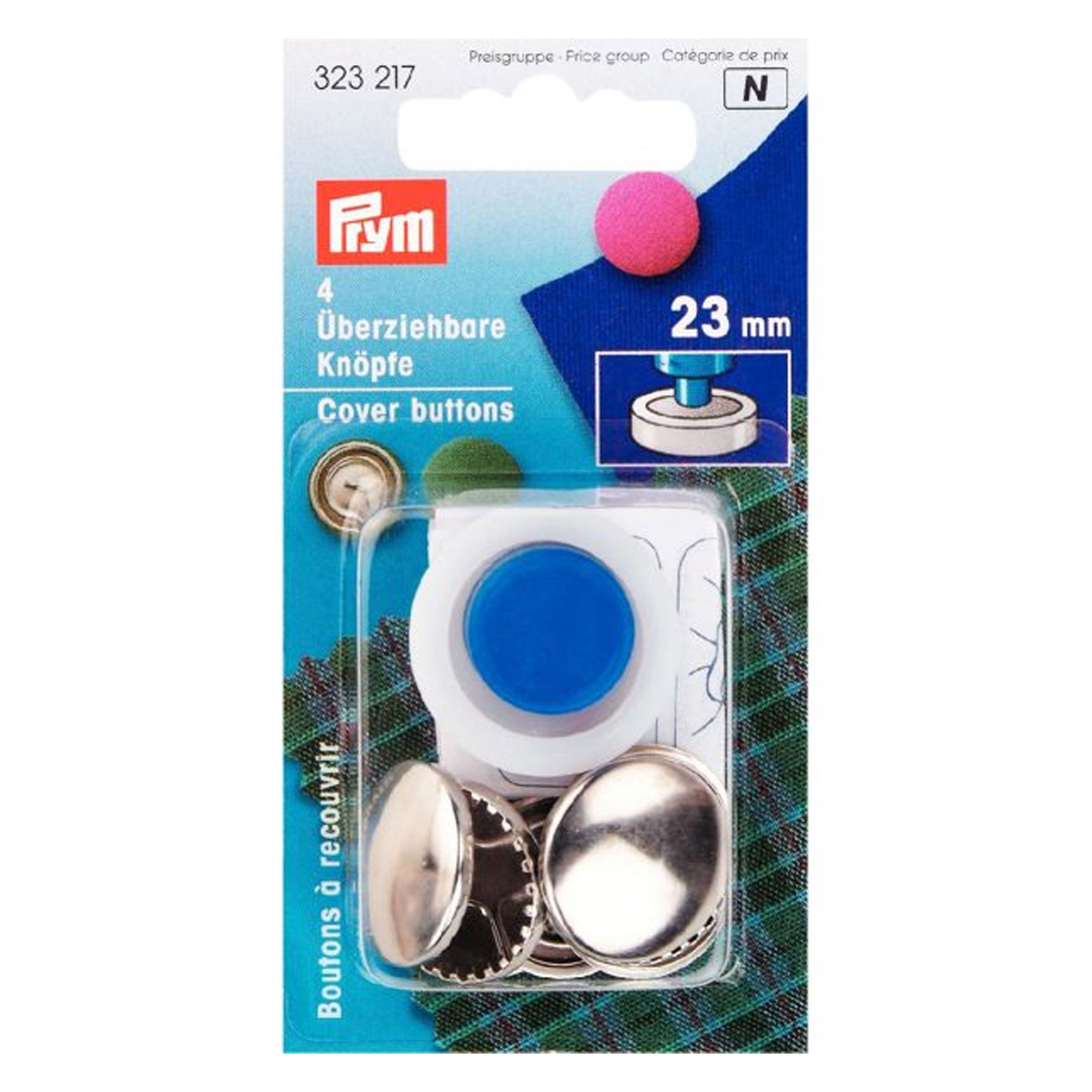 Prym Silver Buttons Coverable avec outil 23 mm
