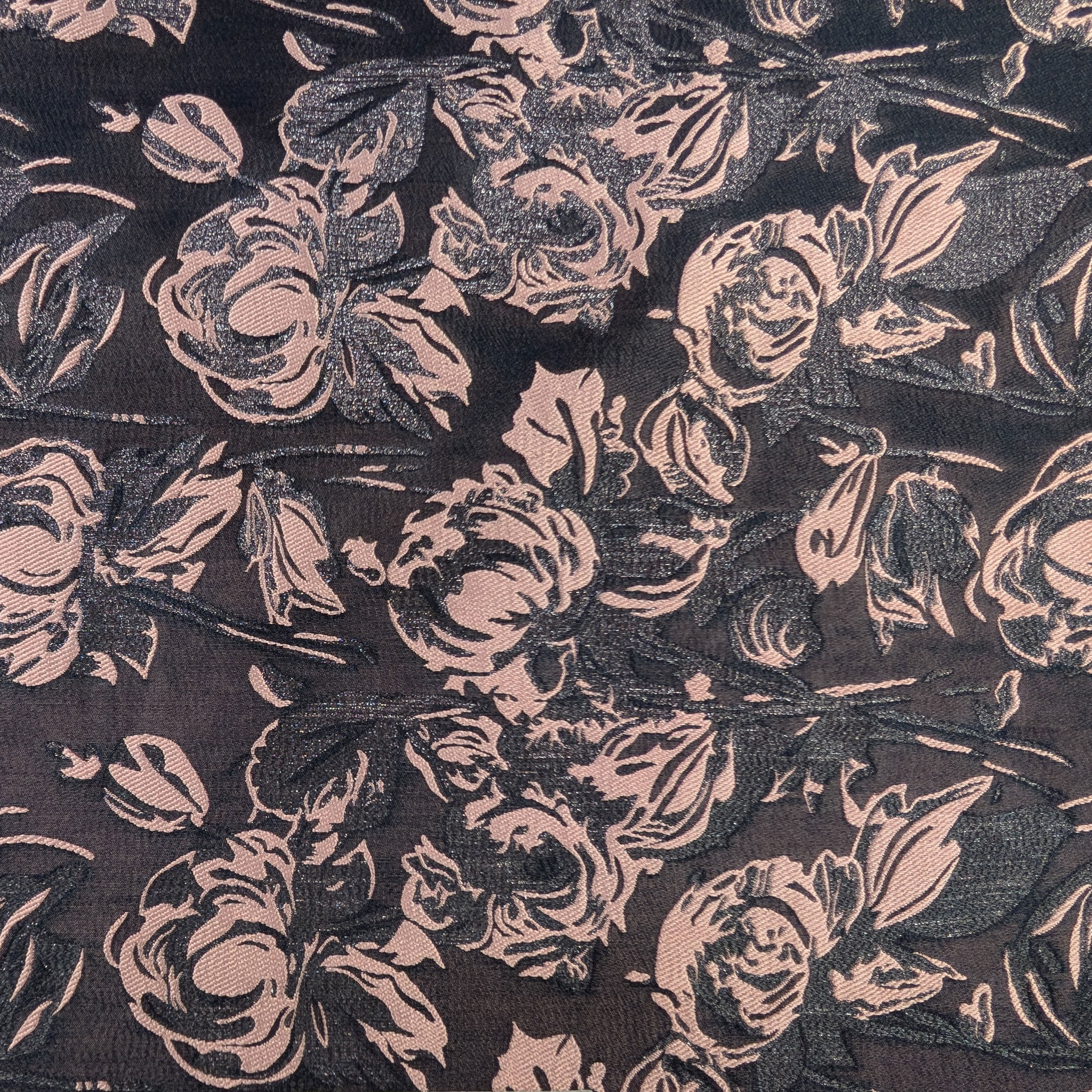 Brocado Alta Moda Floral Fondo Rosa Negro Image