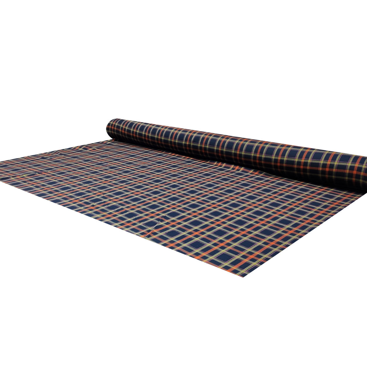 Tissu à carreaux orange, vert et bleu foncé Image