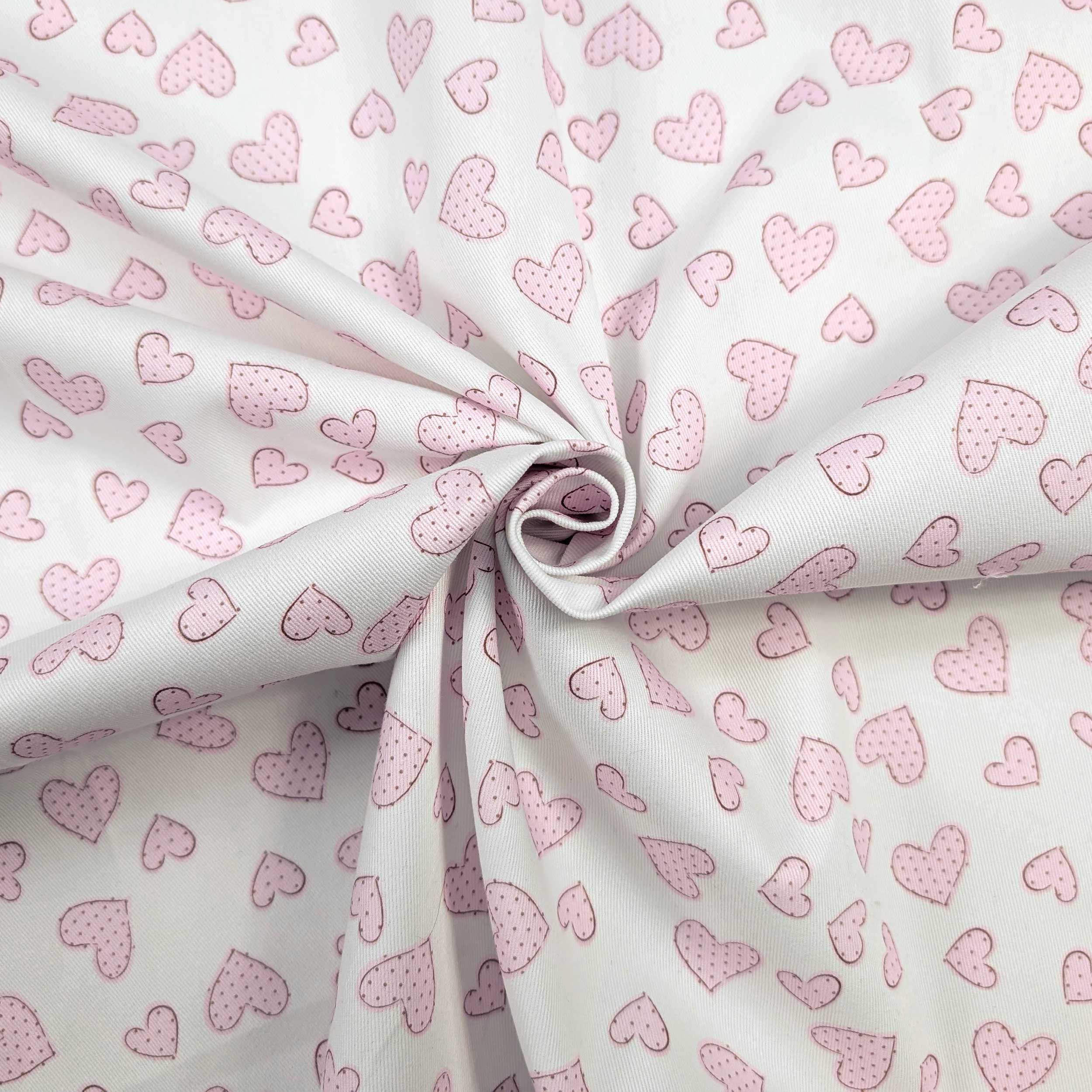 Pink Hearts Cotton Gabardine Image