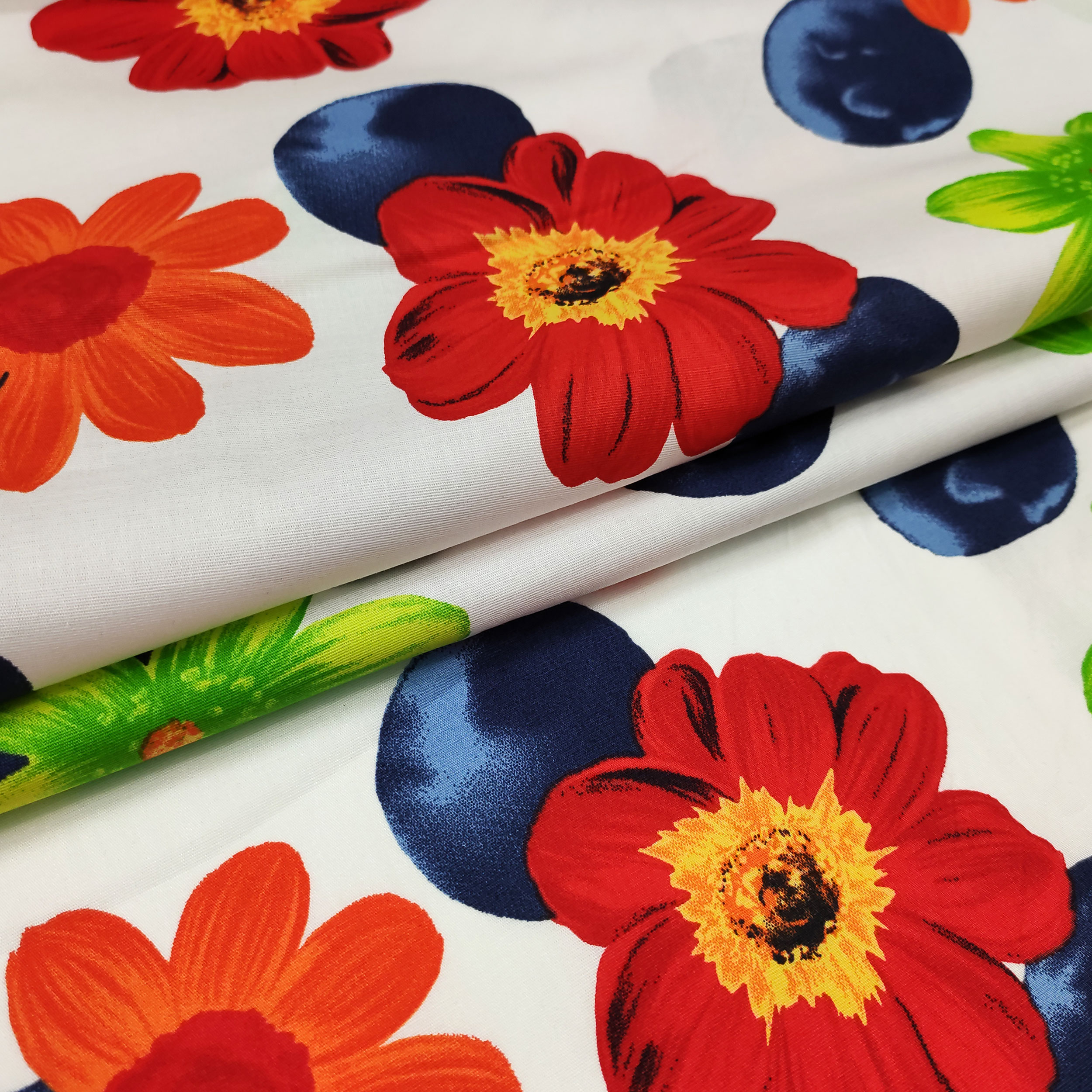 Tissu de coton Fleurs Tons chauds Image