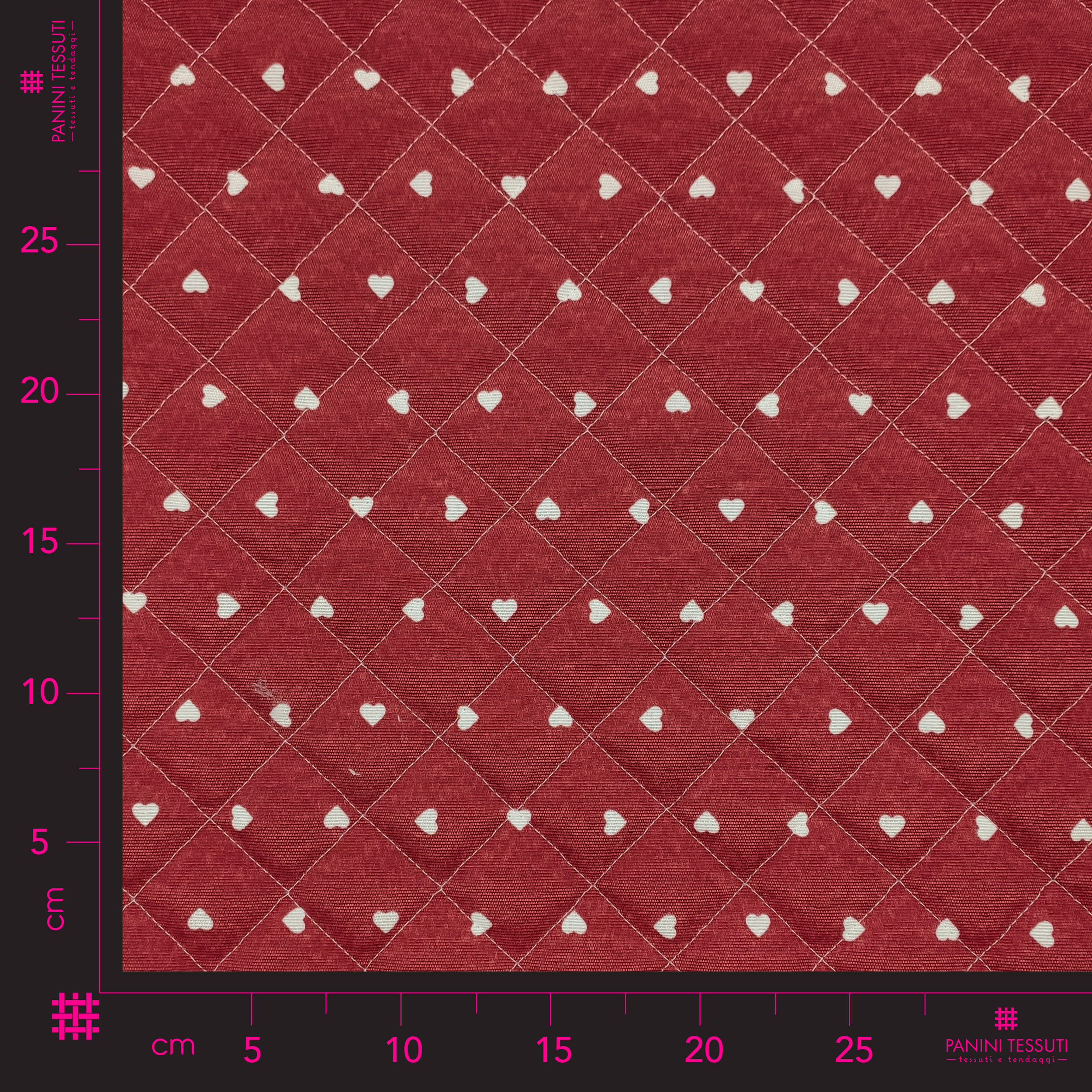 Quilted Cotton Mini White Hearts - Red Image