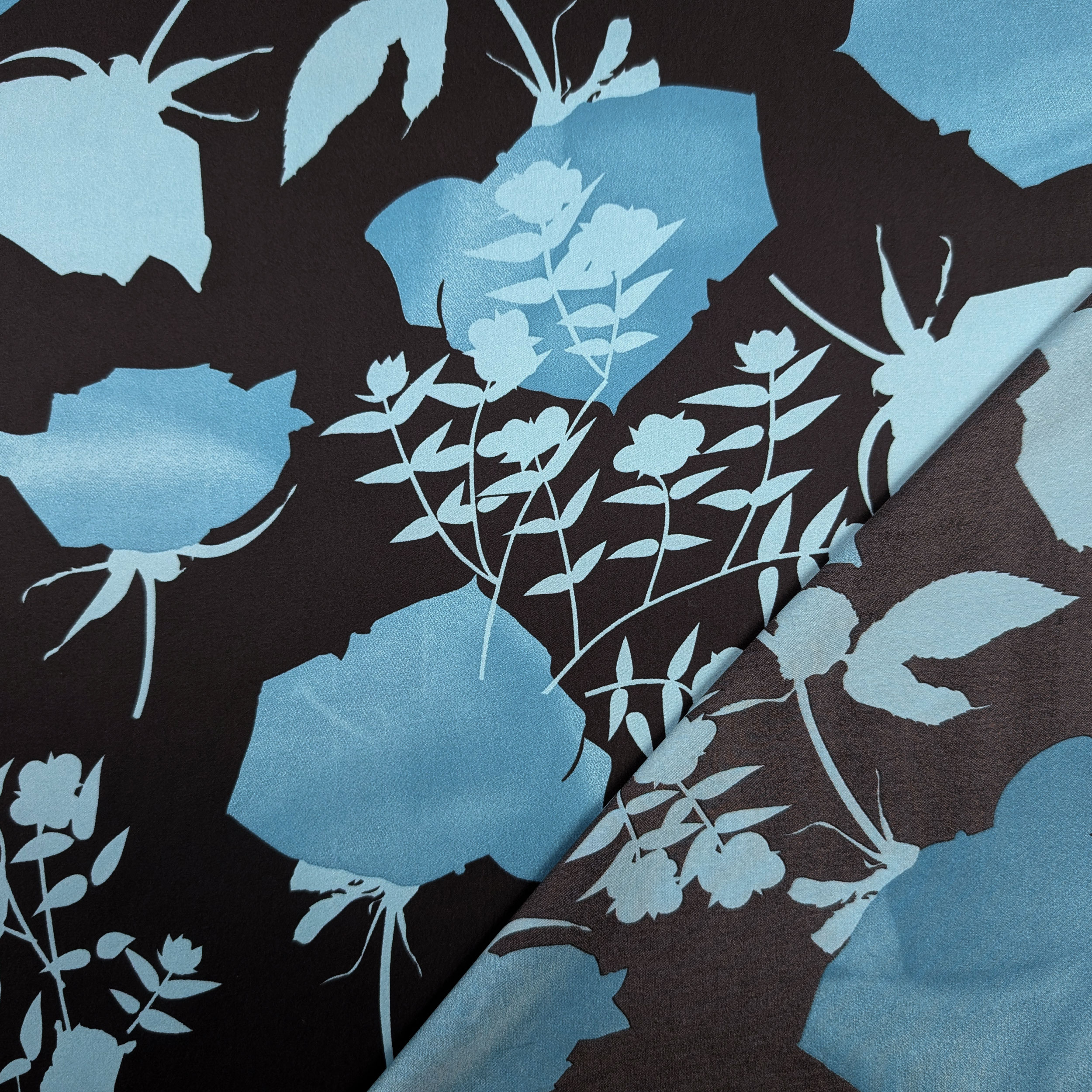 Fantasy raspberry leaves and blue flowers Image