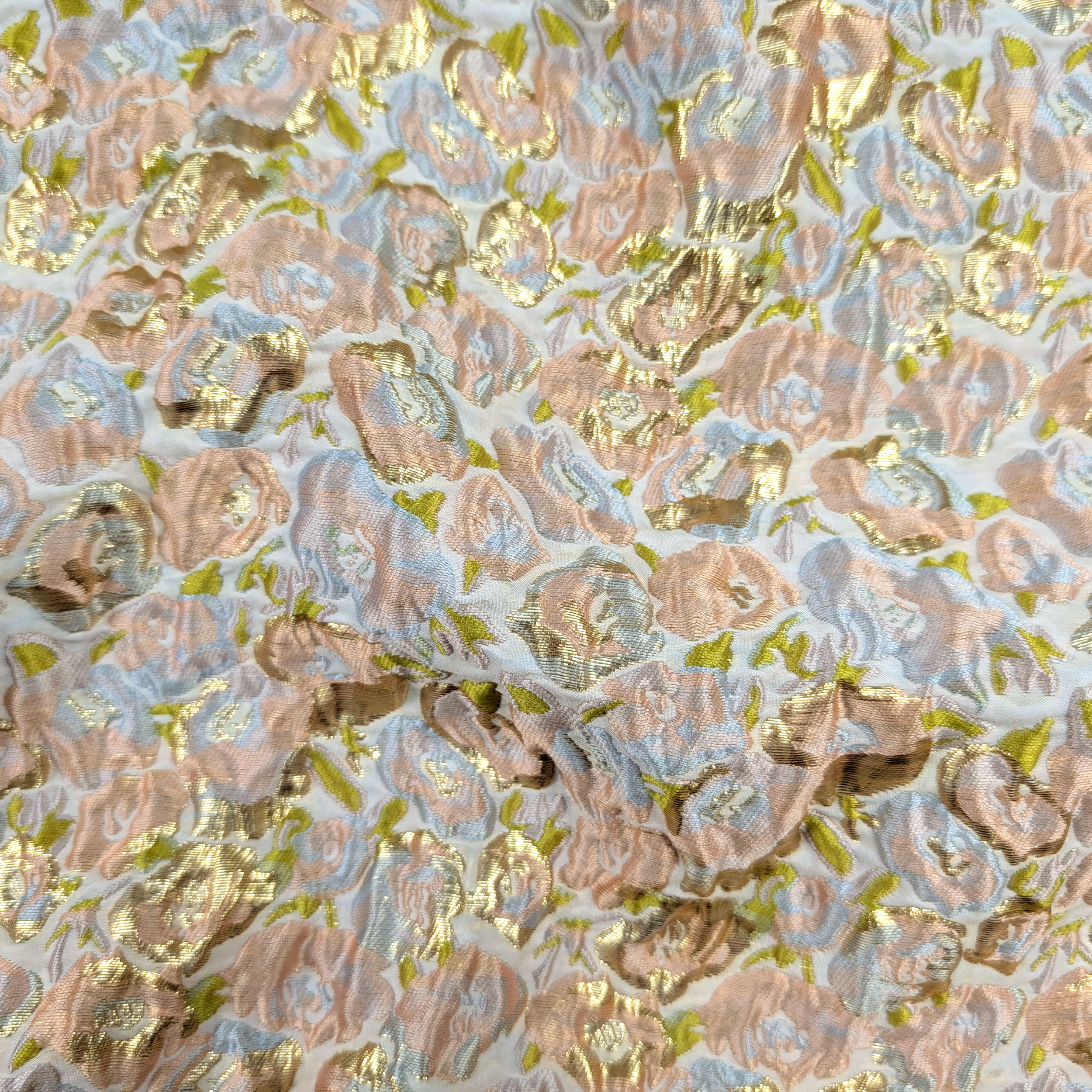 High Fashion Brocade Pink and Gold Flowers Image