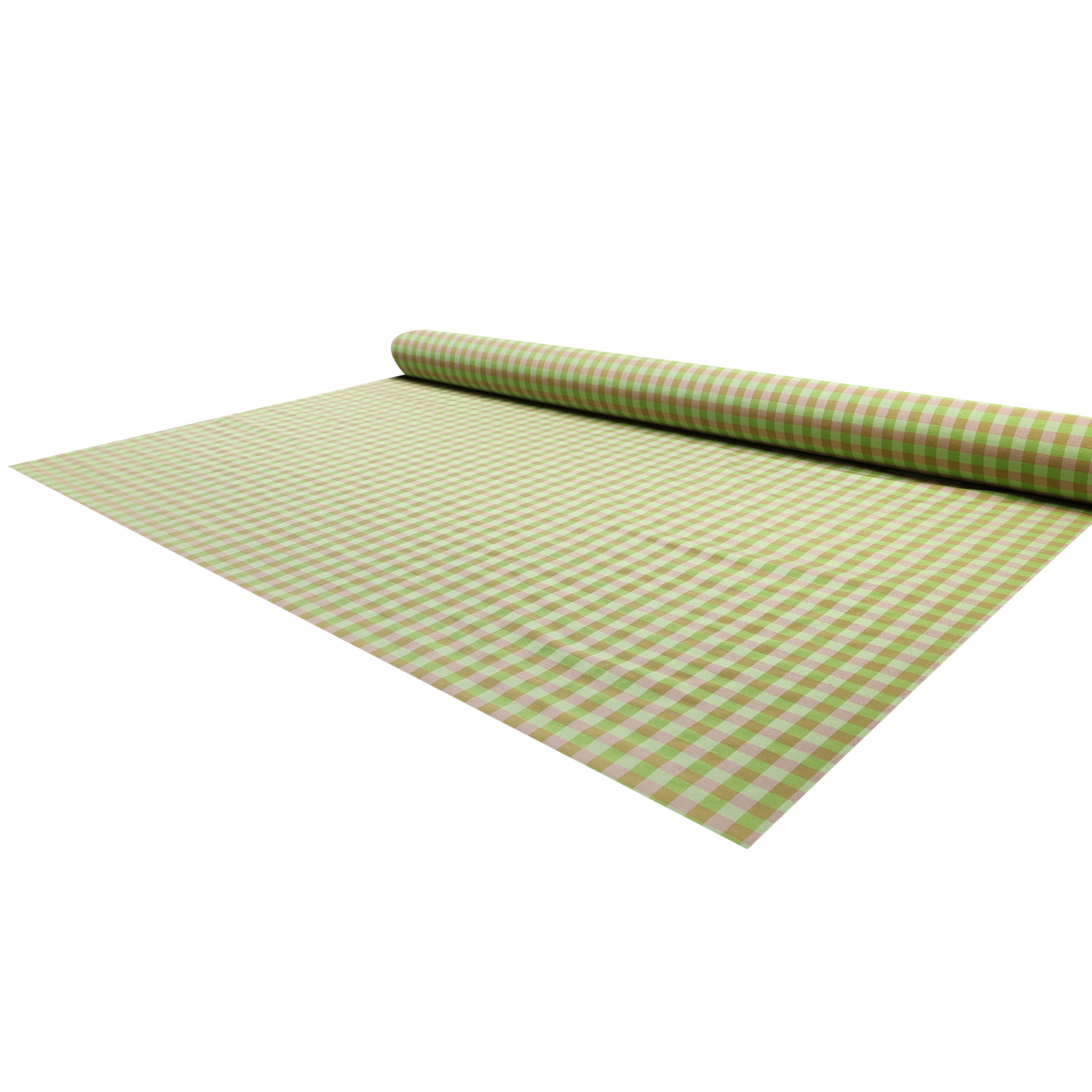 Tissu teint en fil pour nappe à carreaux vert camel