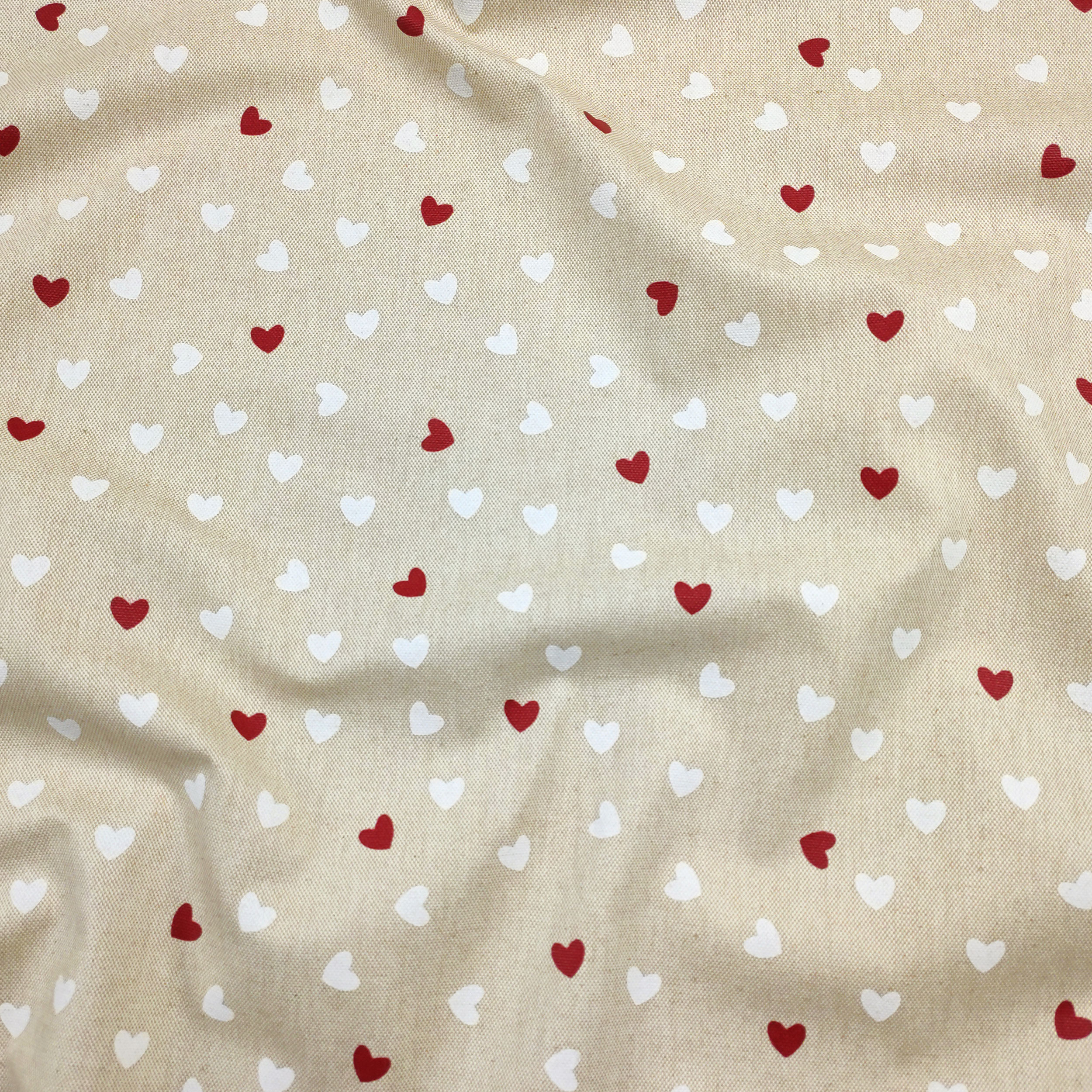 Red and White Hearts Resin Tablecloth Fabric
