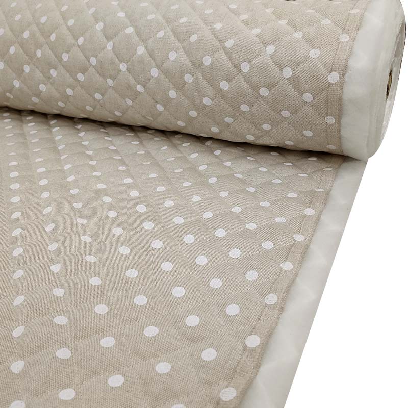 Quilted Fabric Medium White Polka Dots