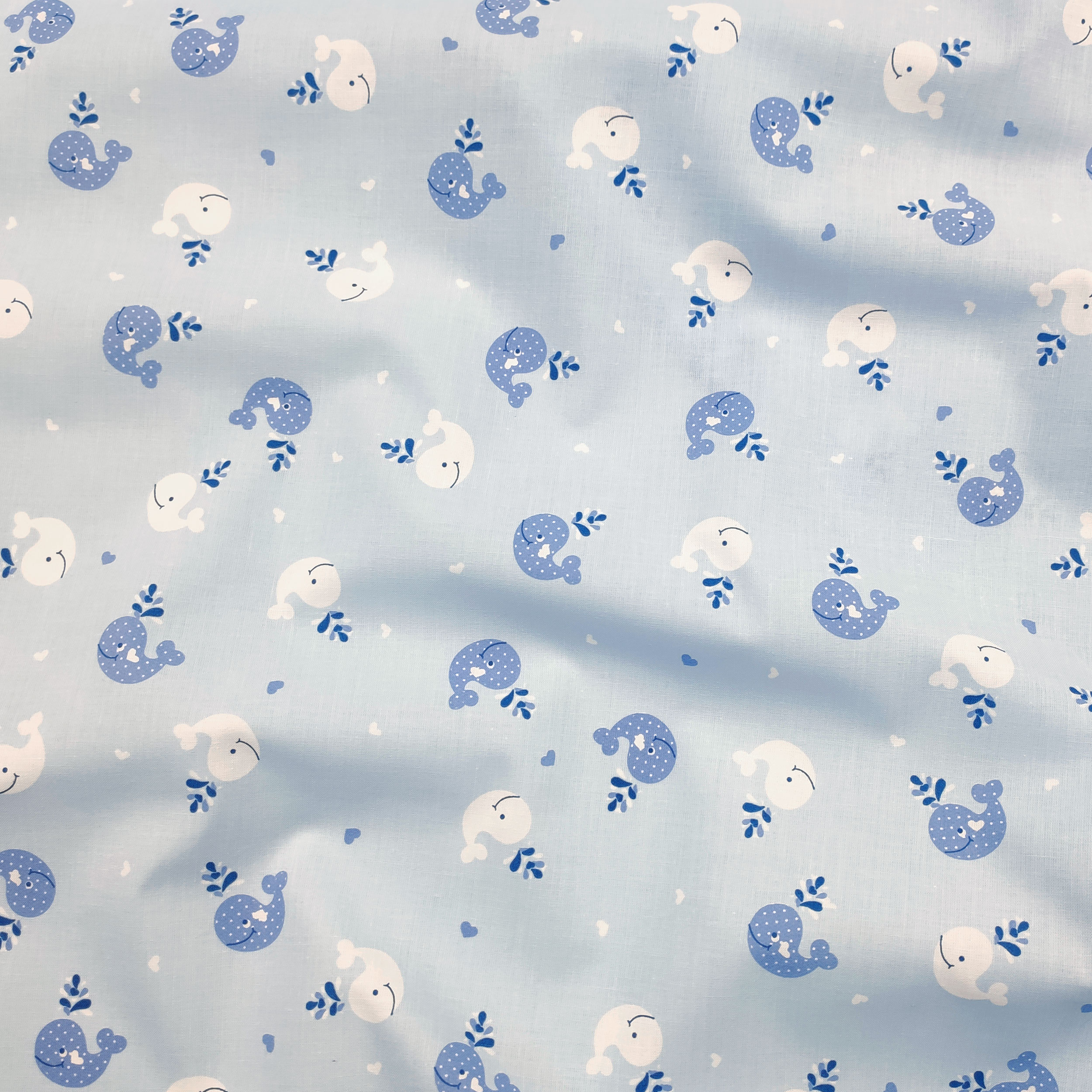Cotton Whales Celeste Background