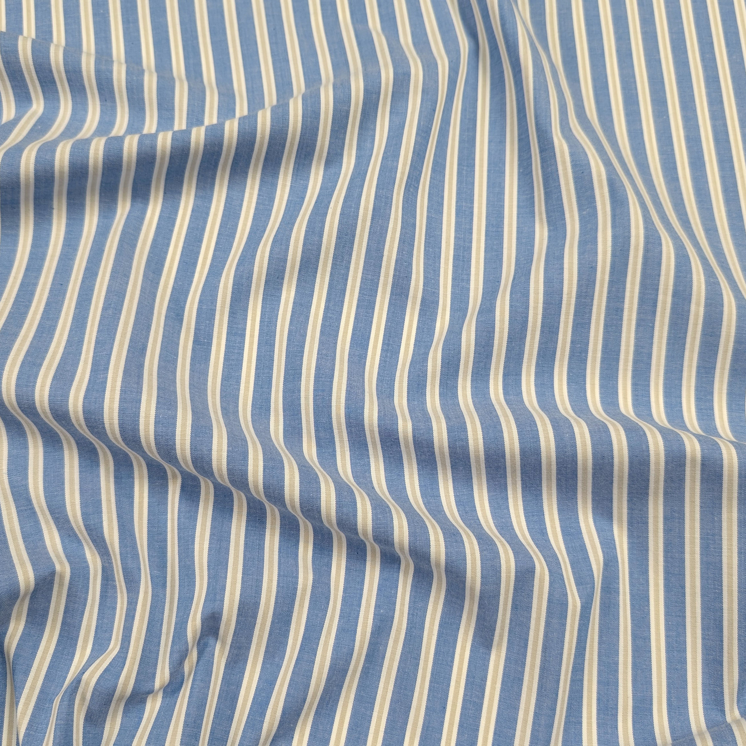 Light Blue Stretch Cotton for Shirts with Stripes Image