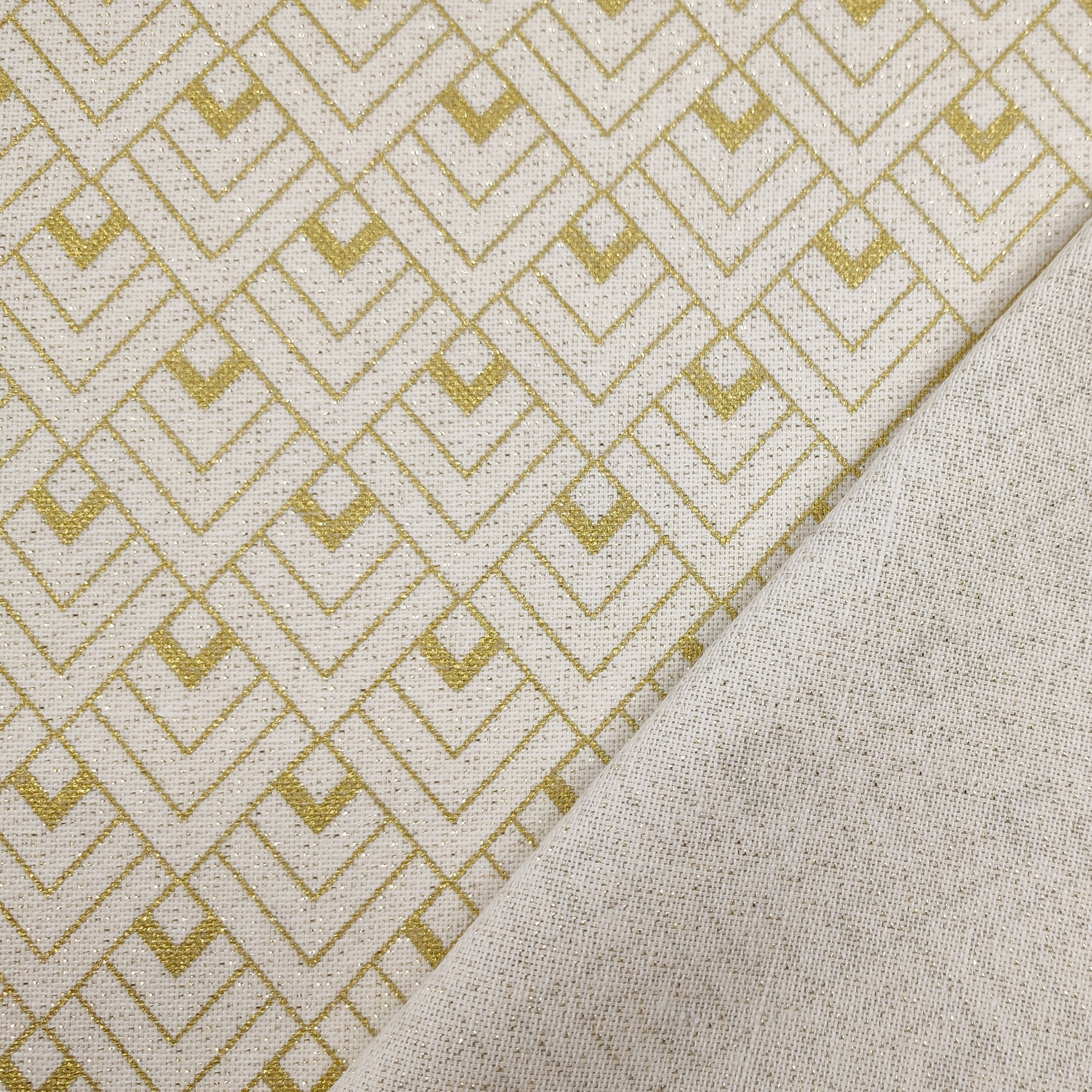 Tejido Panama Geometry Gold Lurex