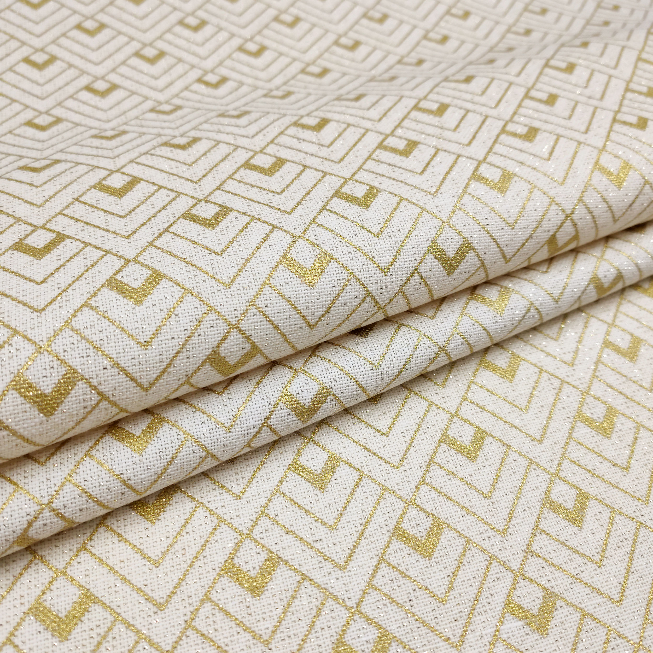 Tejido Panama Geometry Gold Lurex