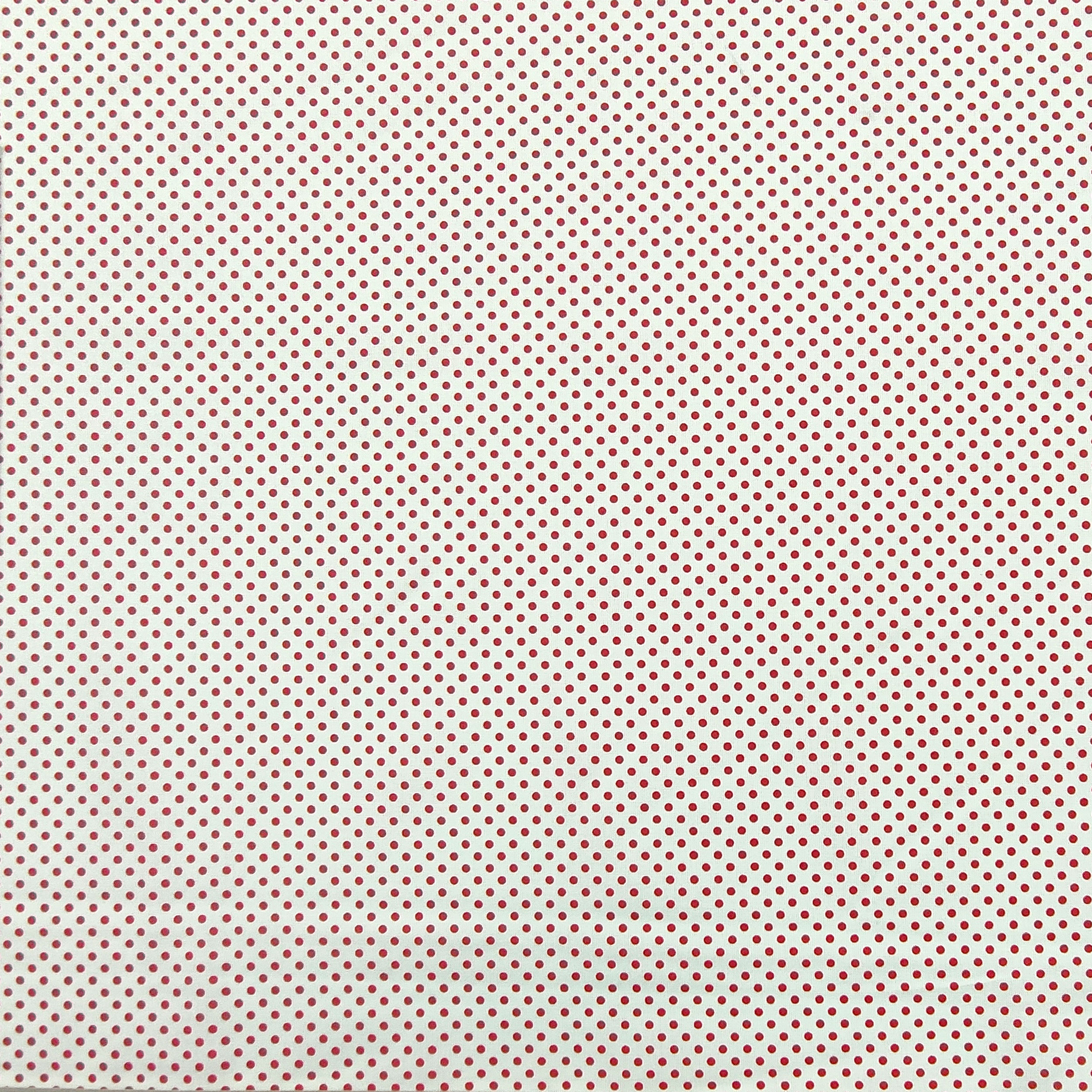Baumwollstoff Weiß Rot Polka Dot