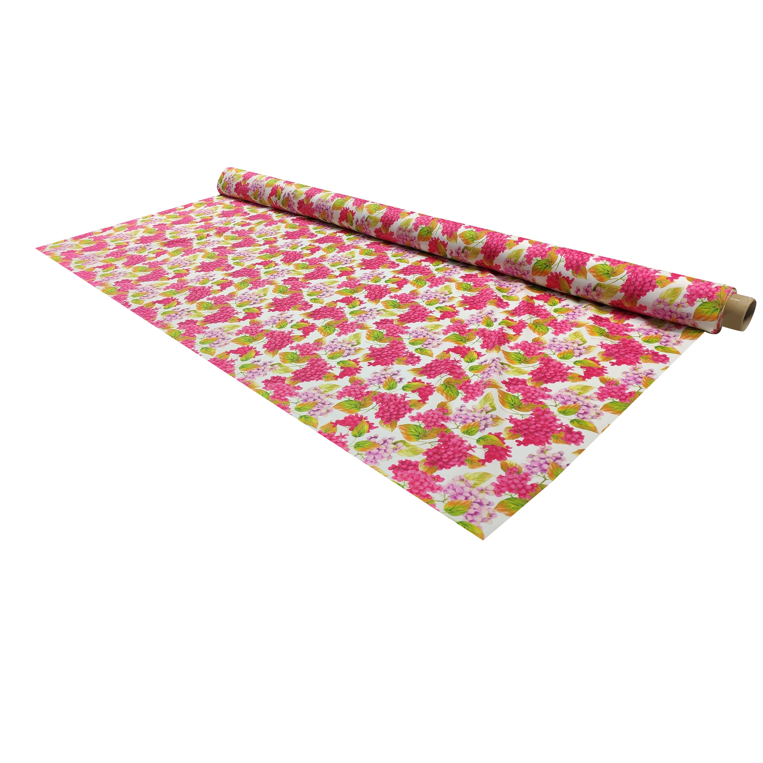 Rasatello Cotton White Flowers in Pink