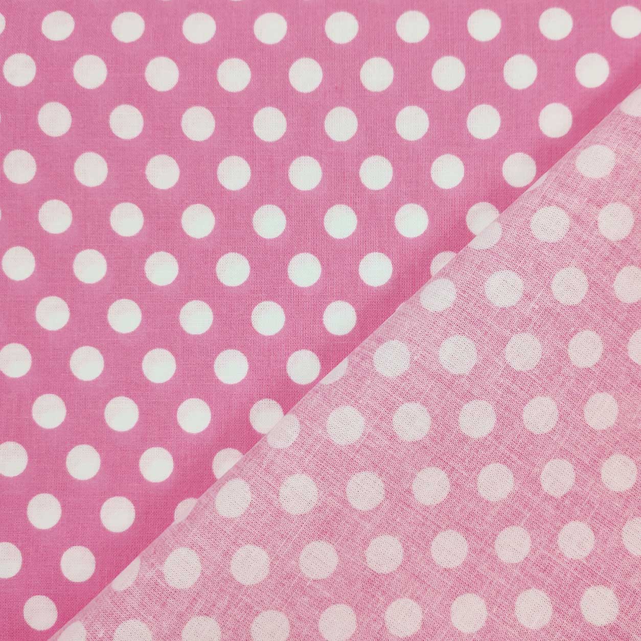 Pink Cotton Fabric Remnant with Large Polka Dots, 115x140 cm Image