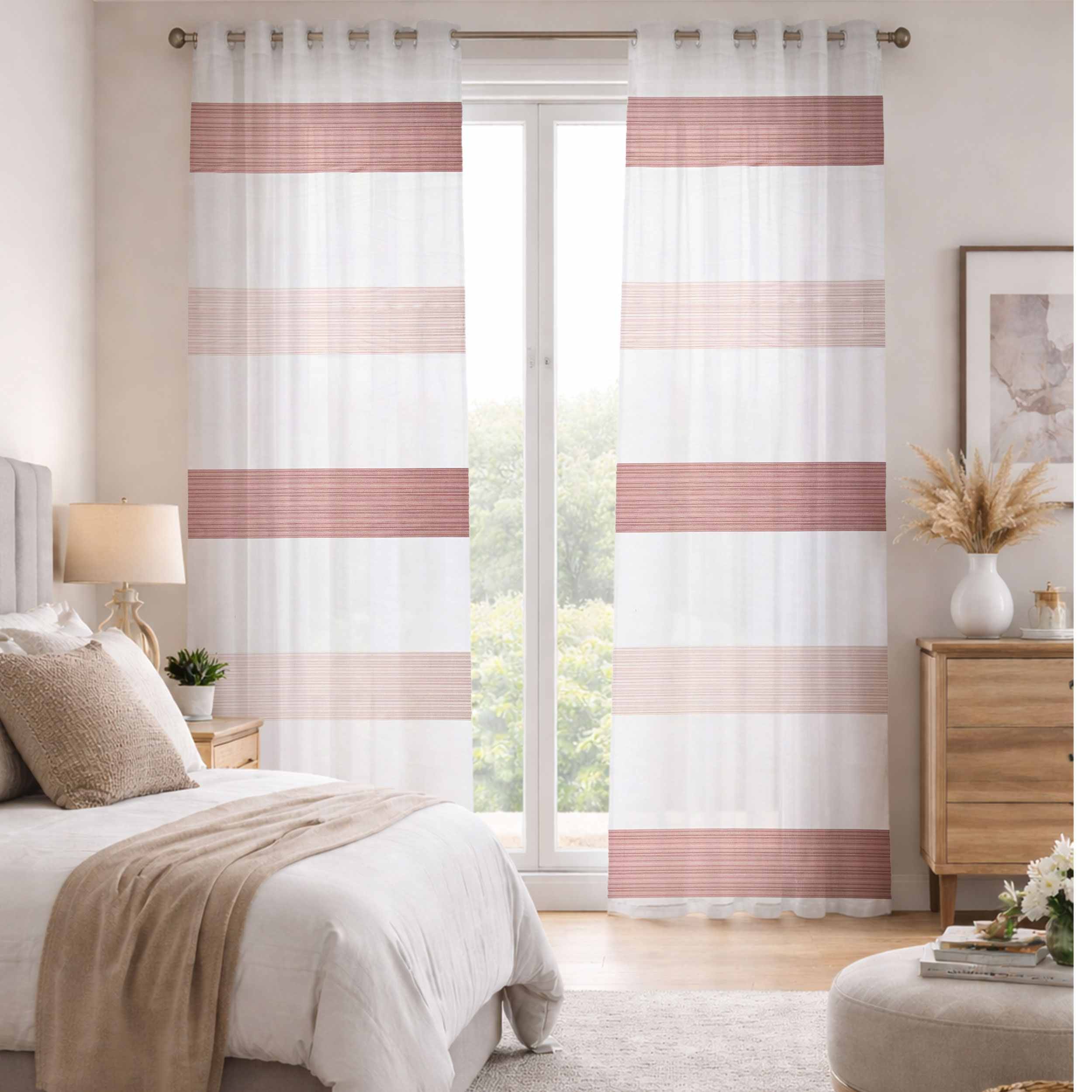 Curtain Fabric Antique Pink Tones Image