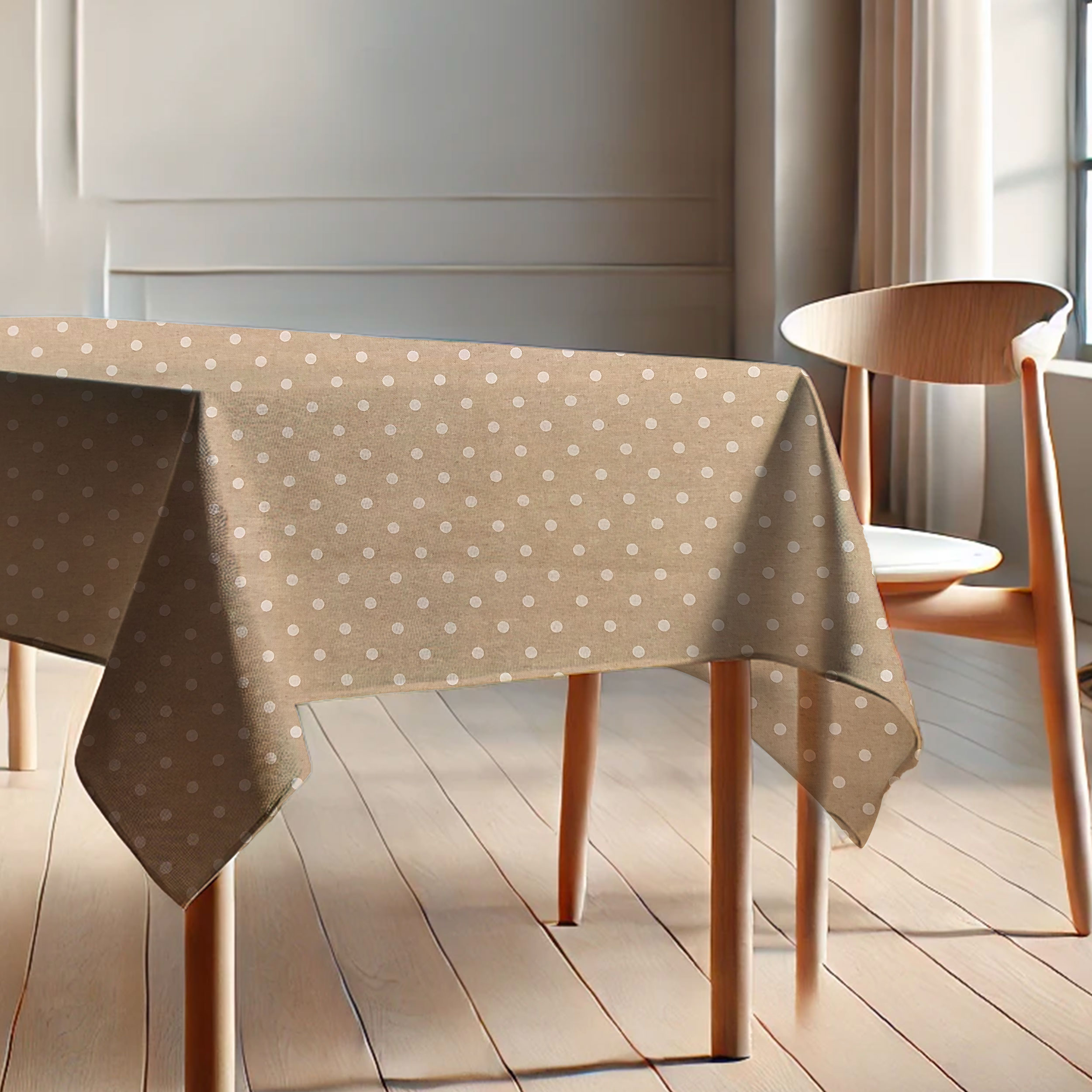 Nappe en résine beige à pois anti-taches Image