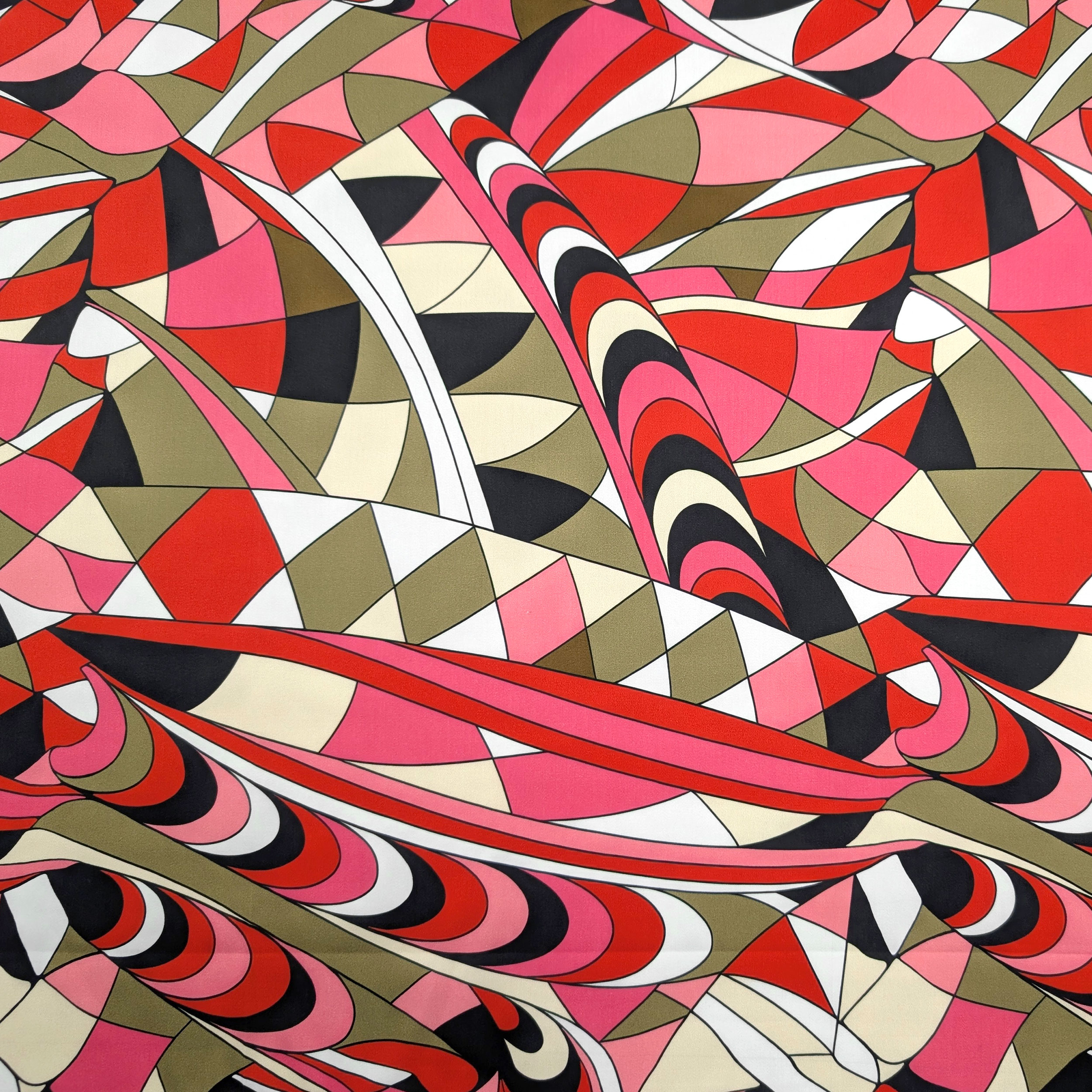 Abstract Geometrical Patterned Multicolour Cotton Satin Image