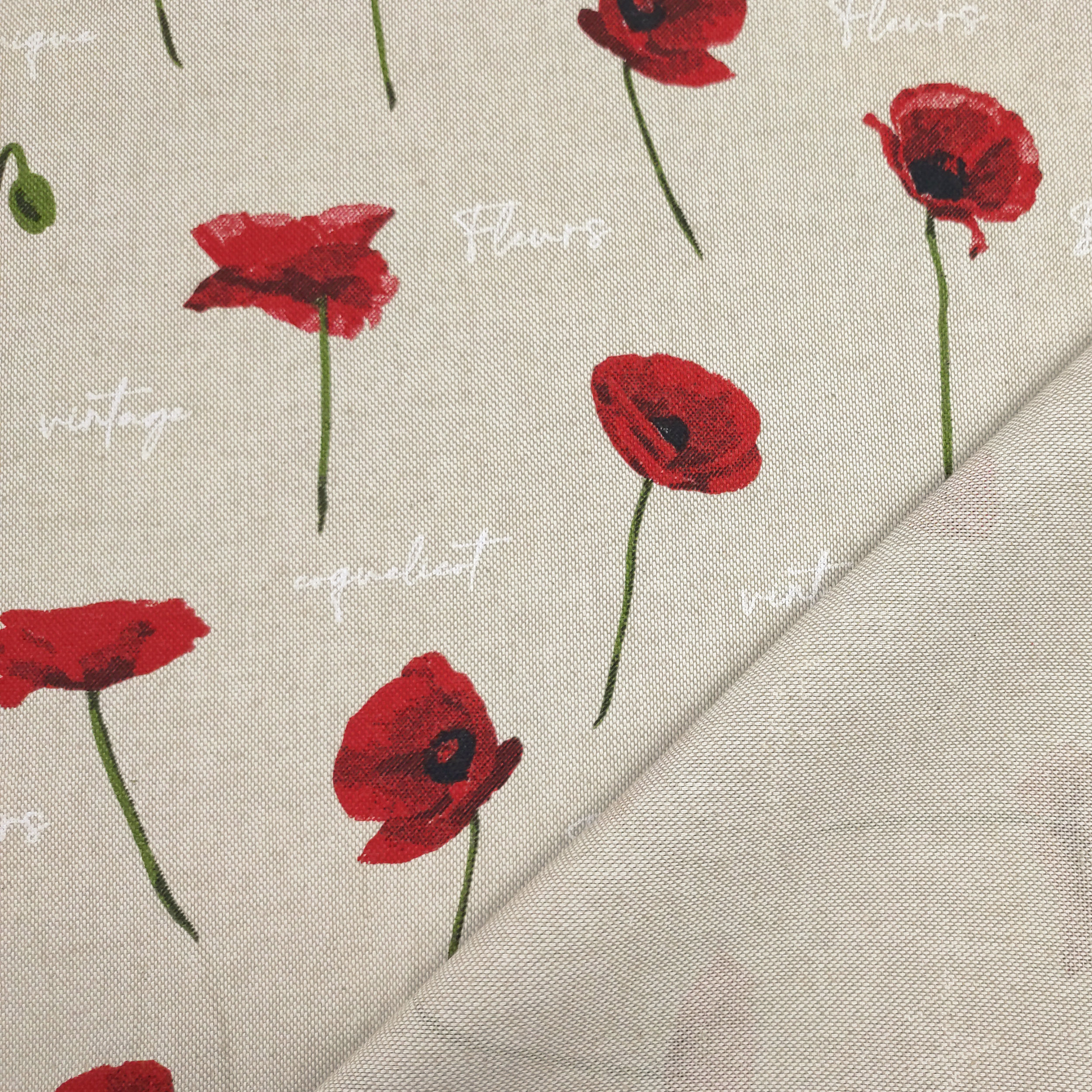 Panama Fabric Vintage Poppies