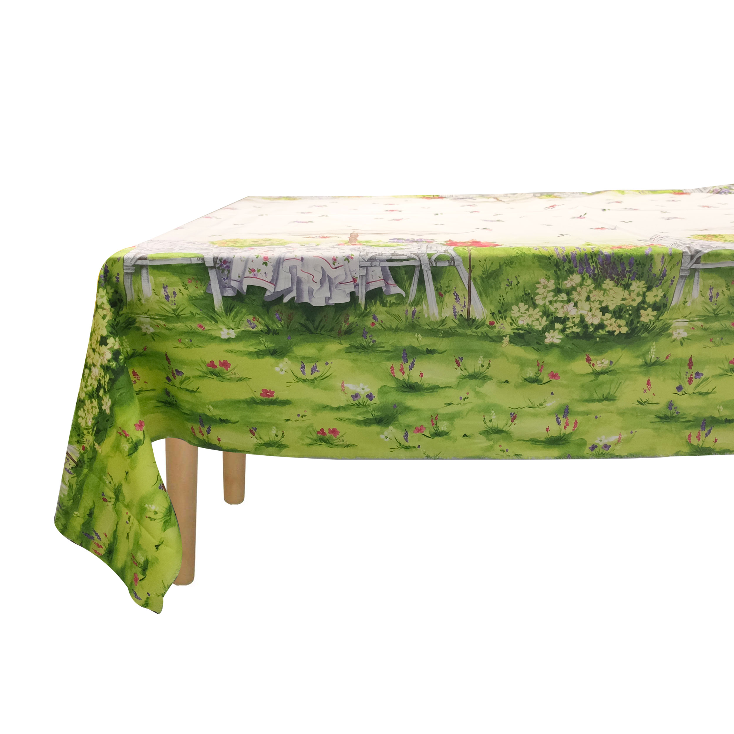Baumwolltischdecke mit Blumengartenbordüre