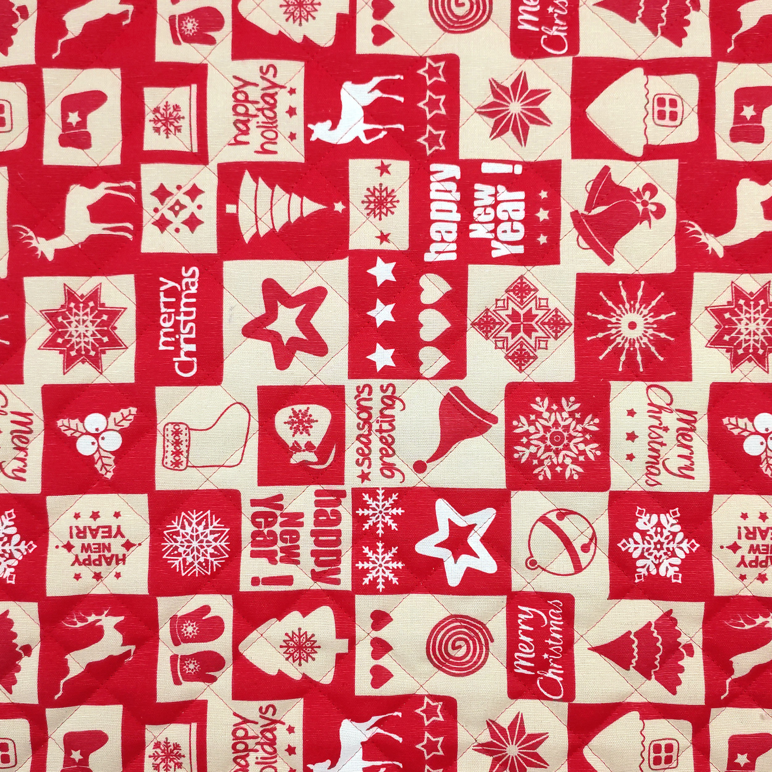 Tissu matelassé Patchwork de Noël Rouge