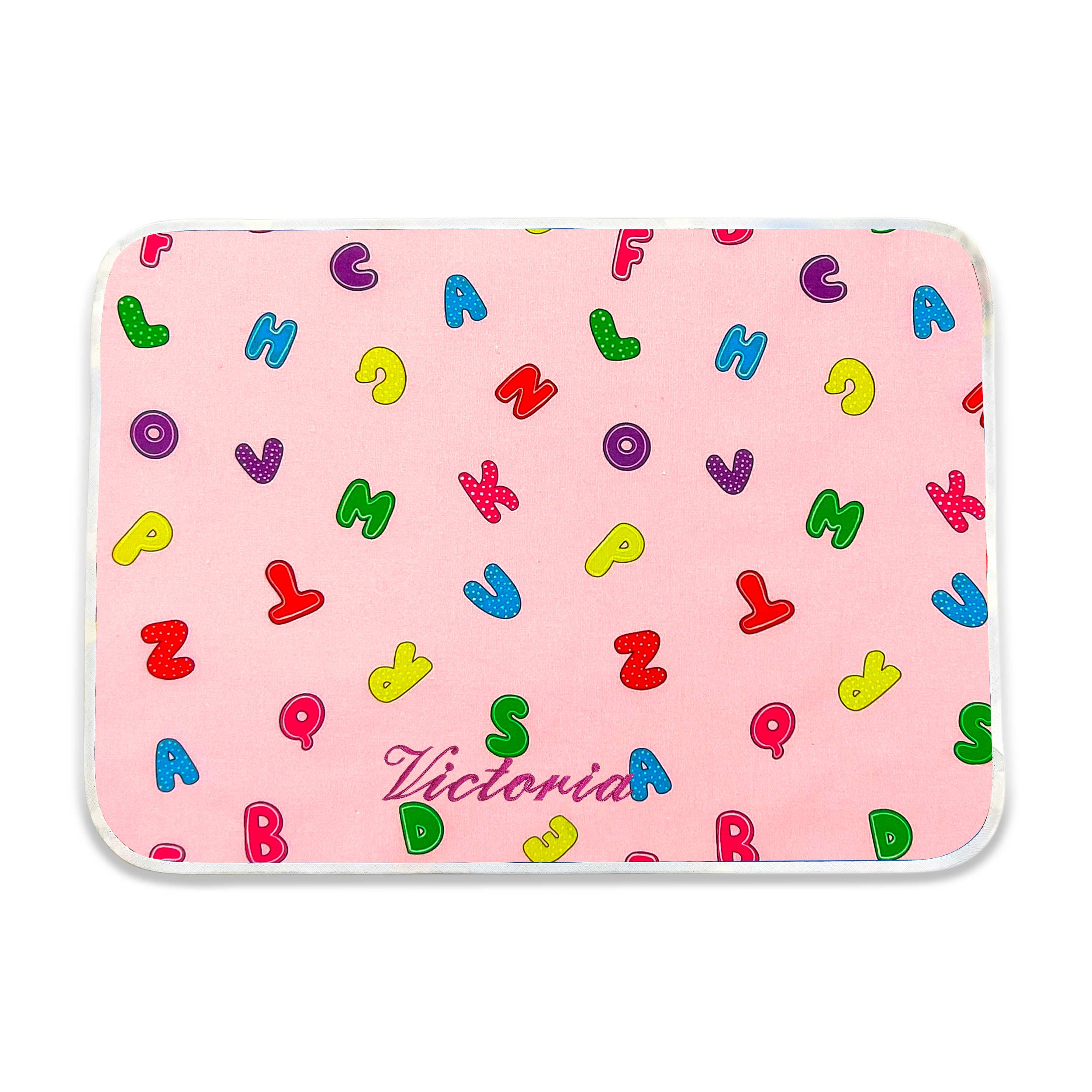 Set de table Alphabet Fond rose
