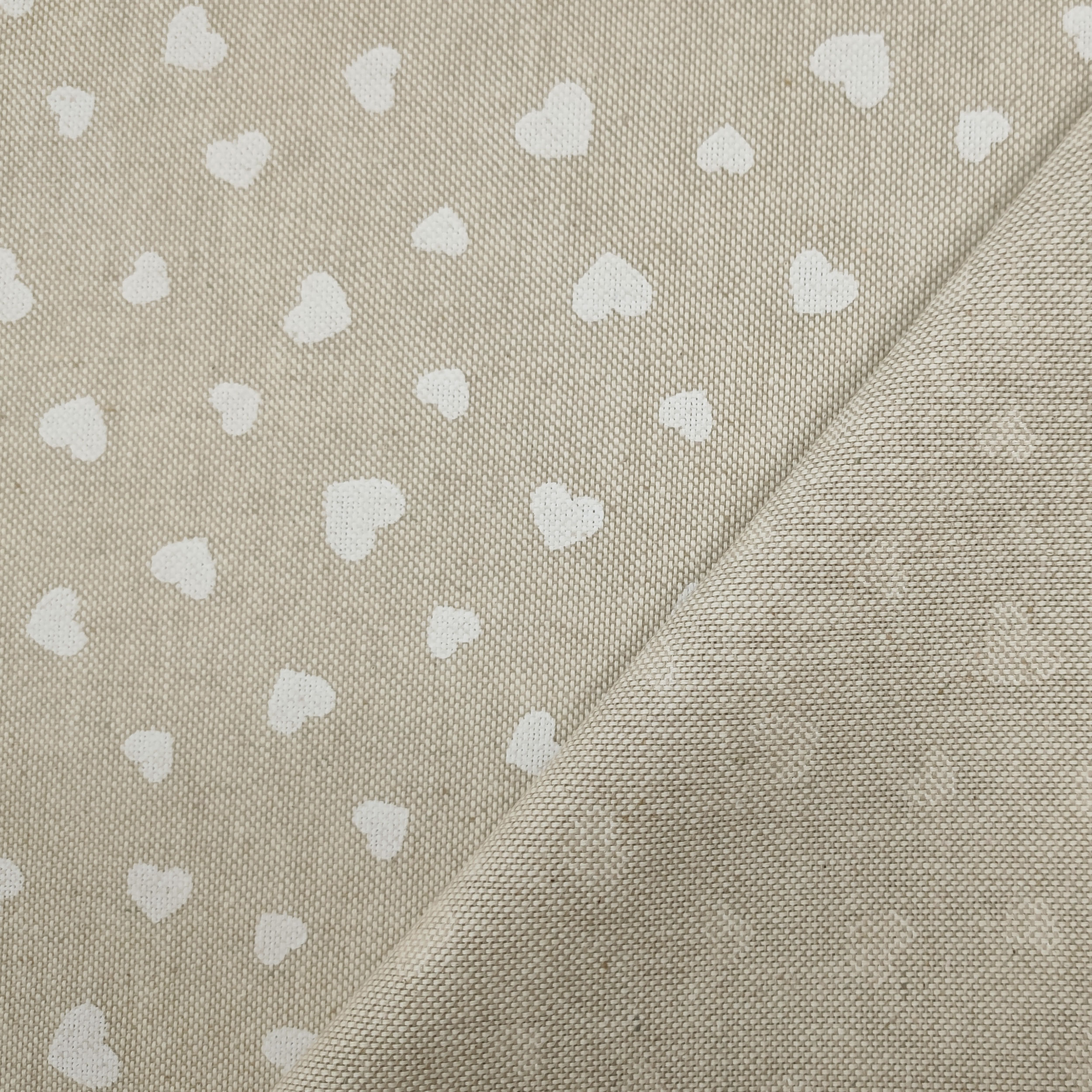 Panama Fabric White Hearts Image
