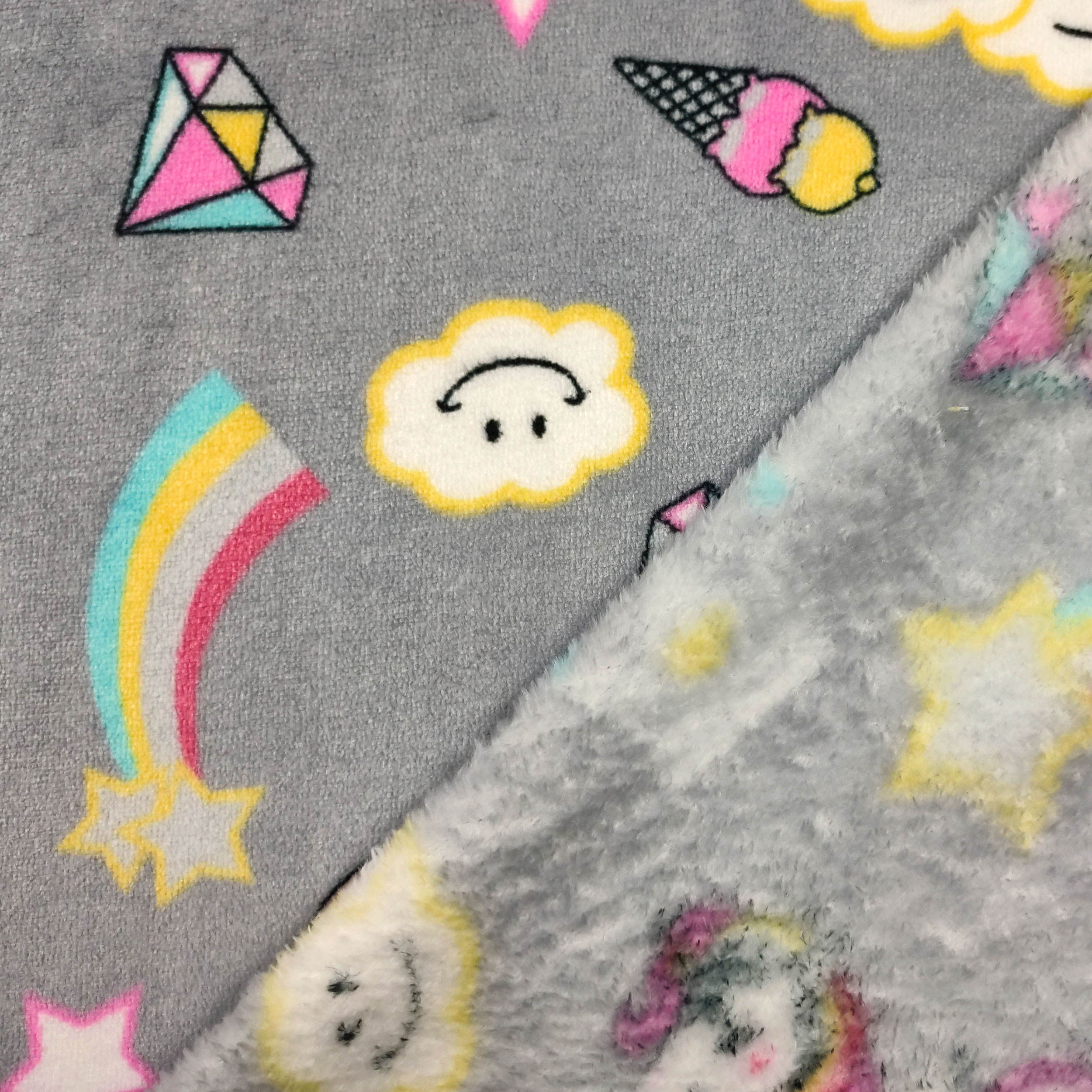 Vellón Mano Cachemira Unicornios Fondo Gris