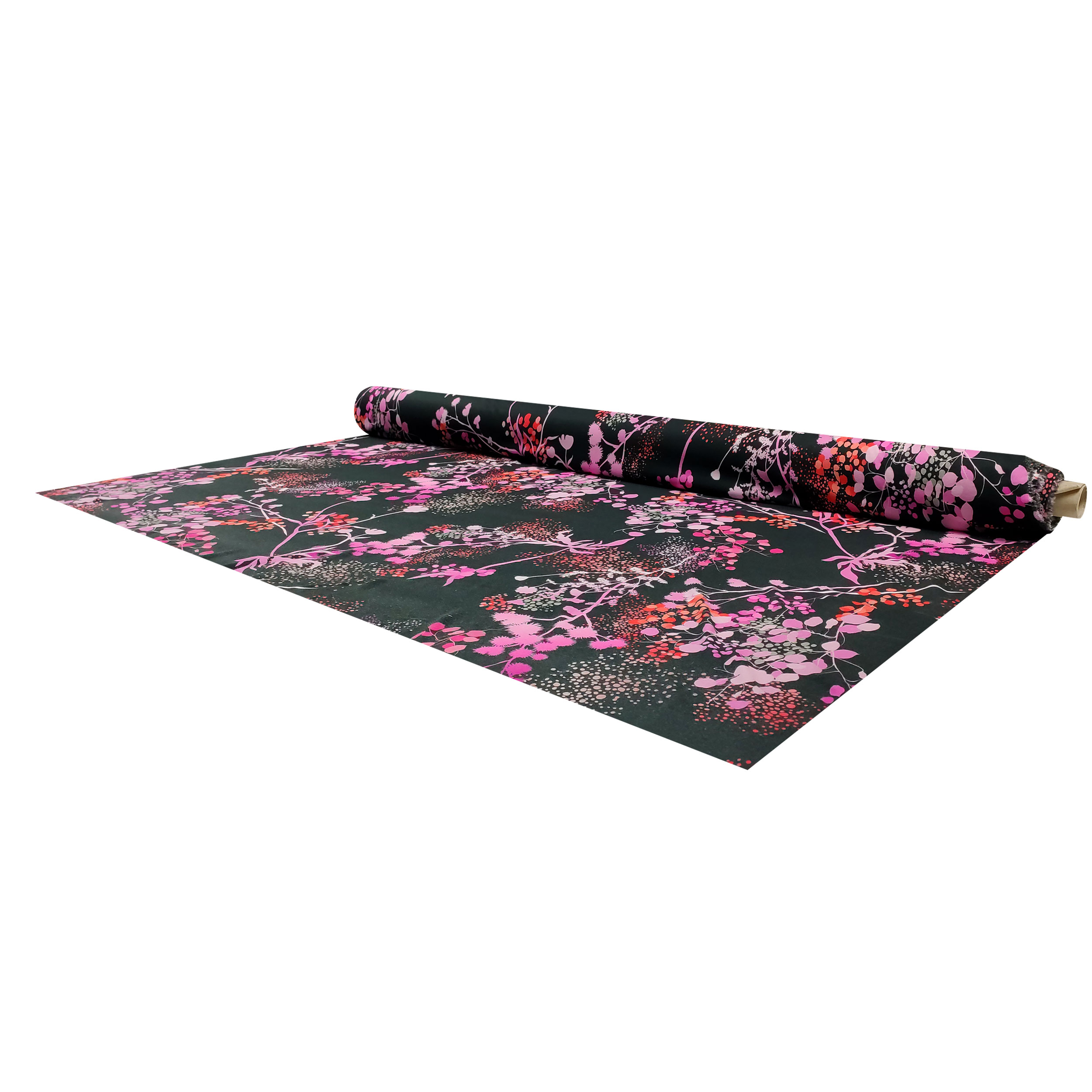 Jersey Fashion Fantasy Flowers Pink Background Black