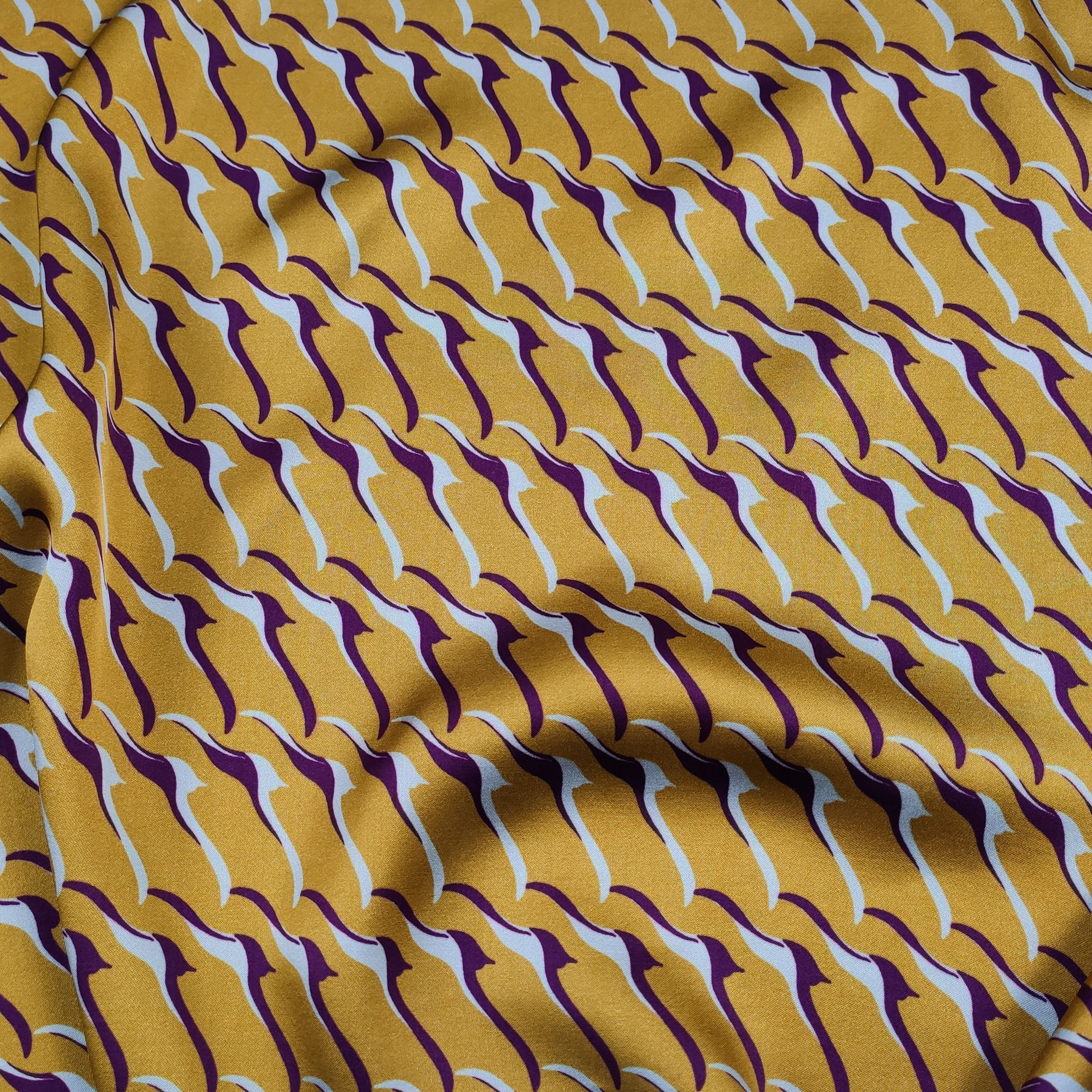 Satin de soie mélangée Fantaisie High Fashion Moutarde et violet Image