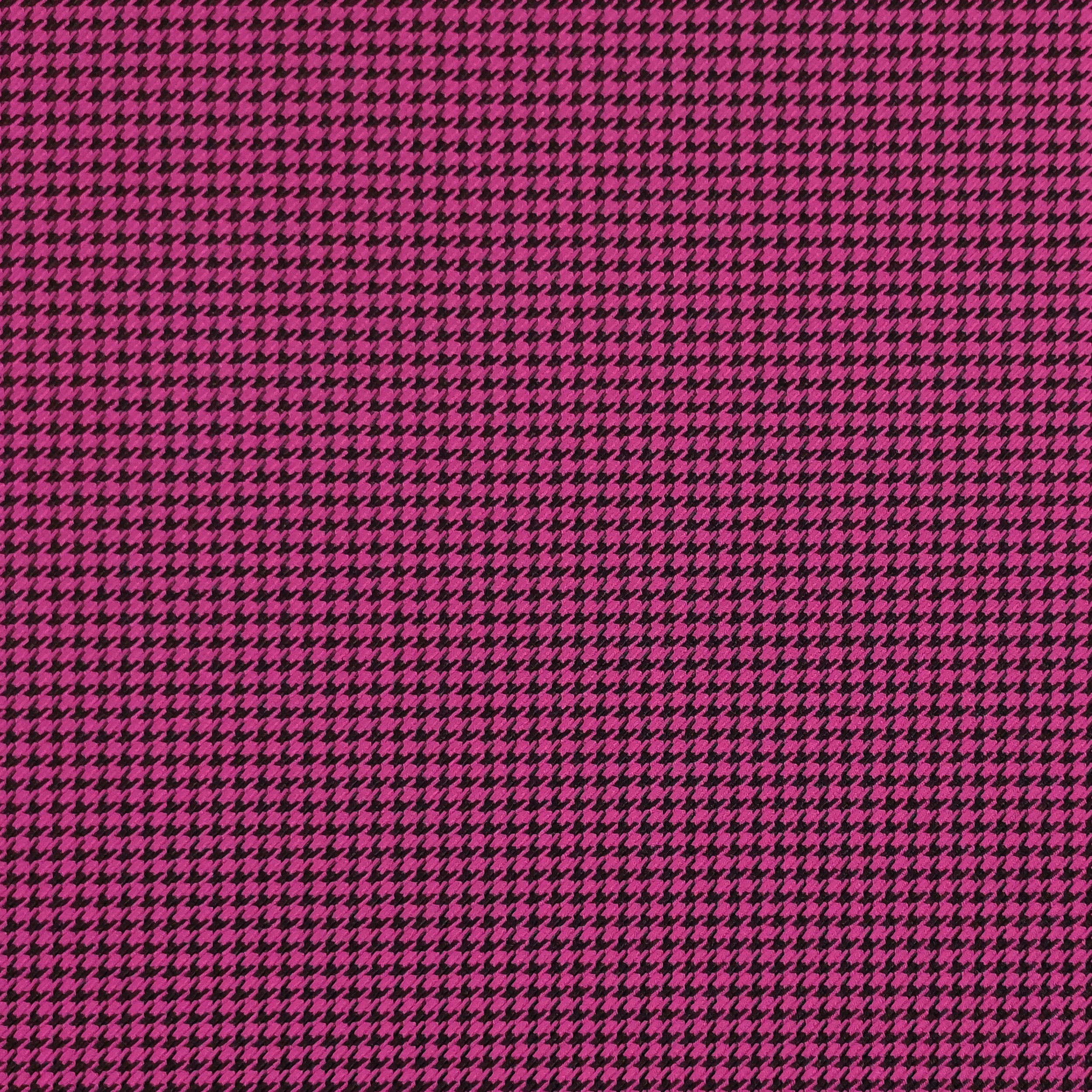 Tissu Pied de Poule Fond noir Magenta