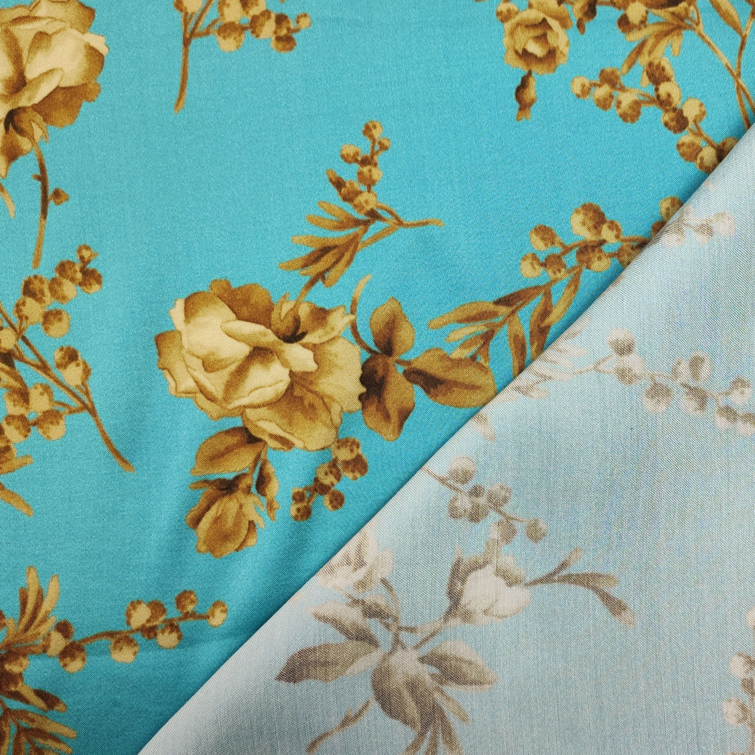 Satin Mixed Silk High Fashion Rose Background Turquoise