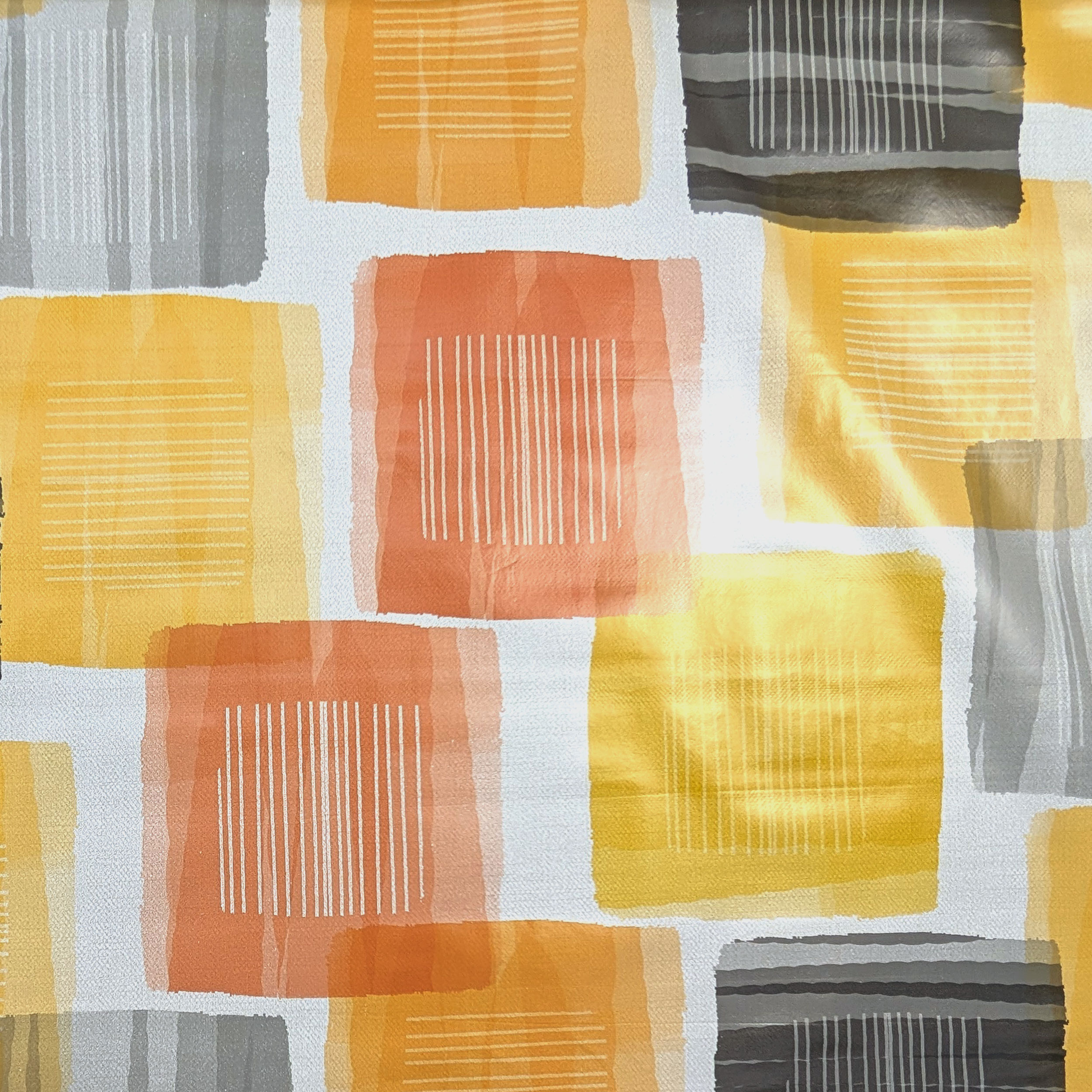 Fabric for Plasticized Tablecloth Geometries Warm Tones Image