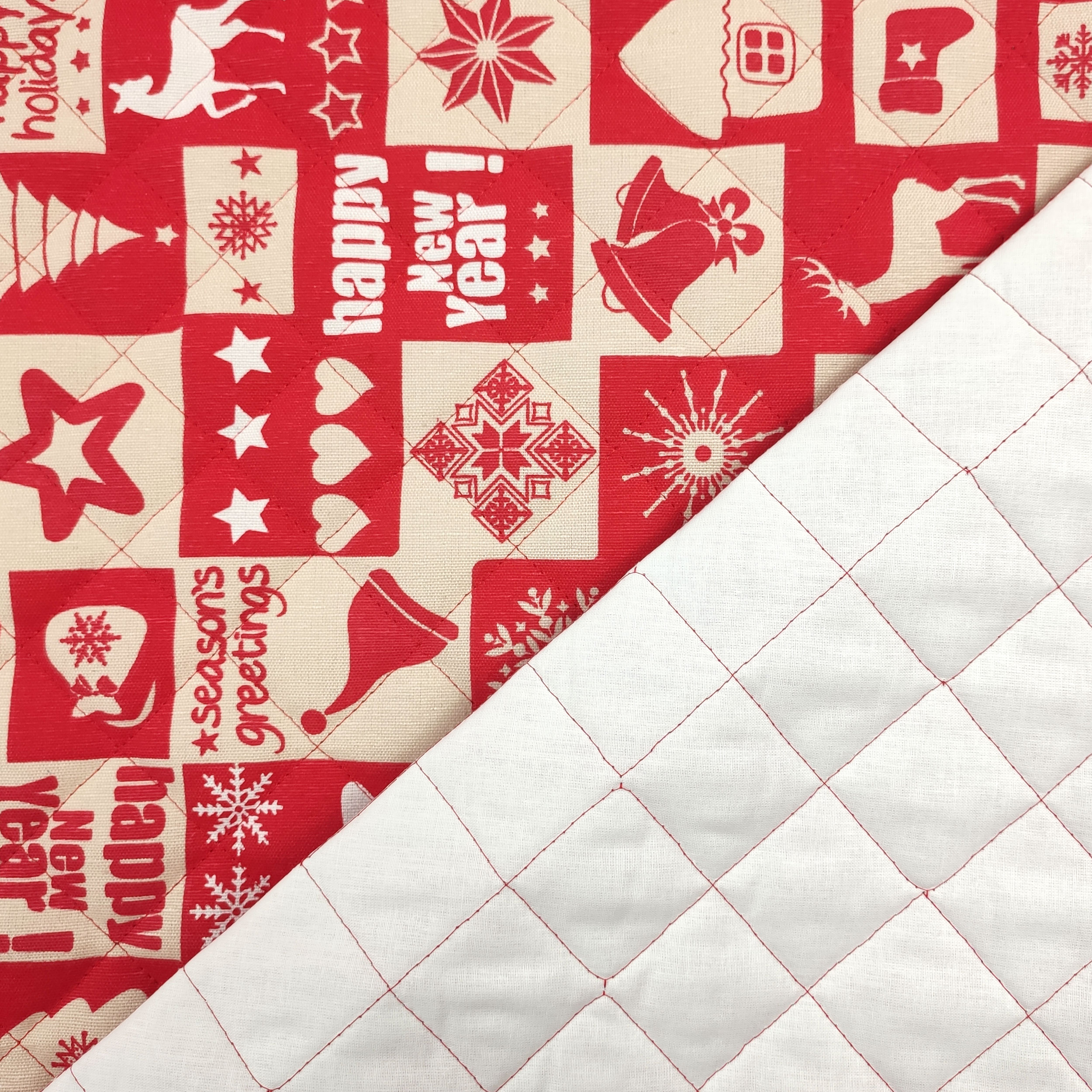 Tissu matelassé Patchwork de Noël Rouge