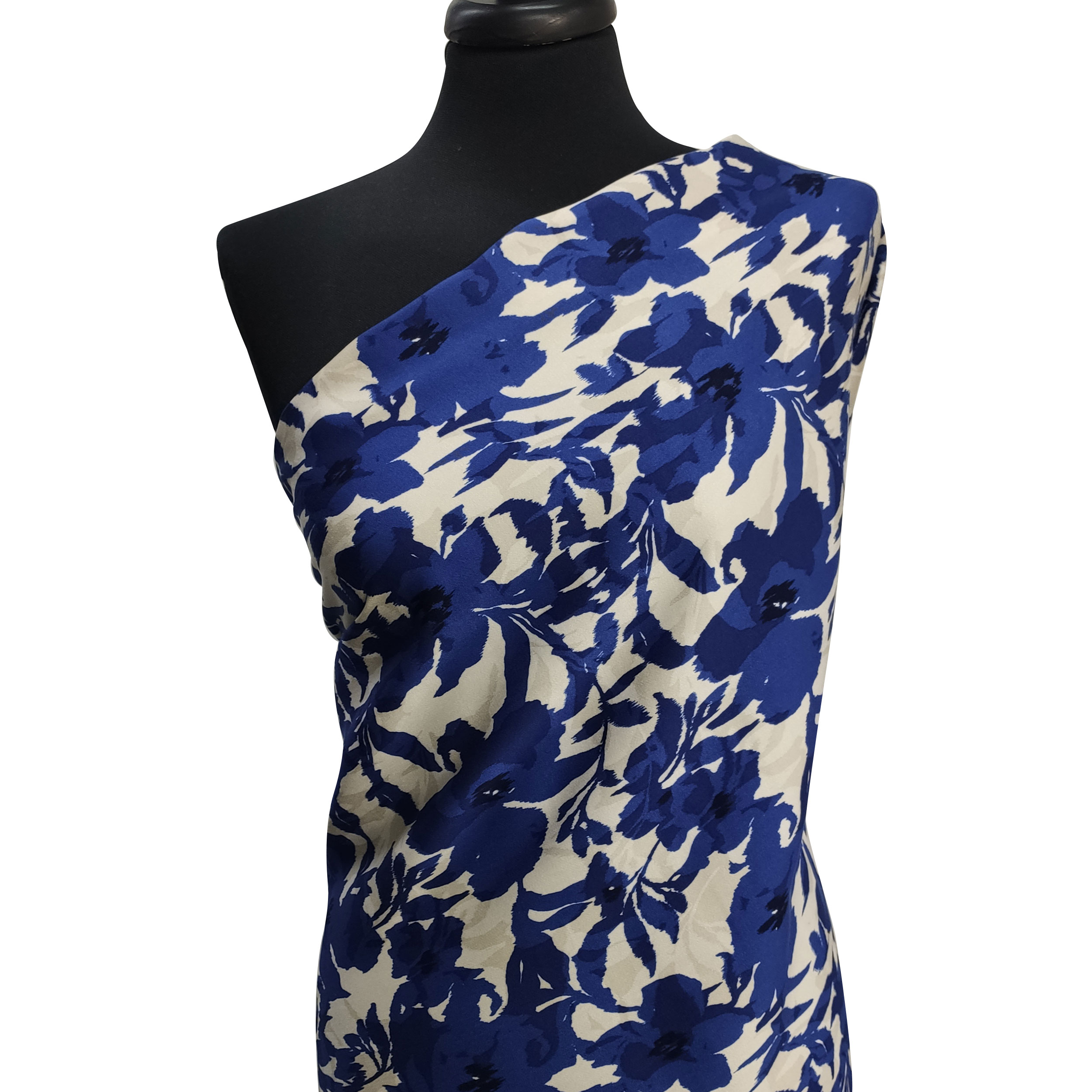 Fantaisie florale en viscose Bleu