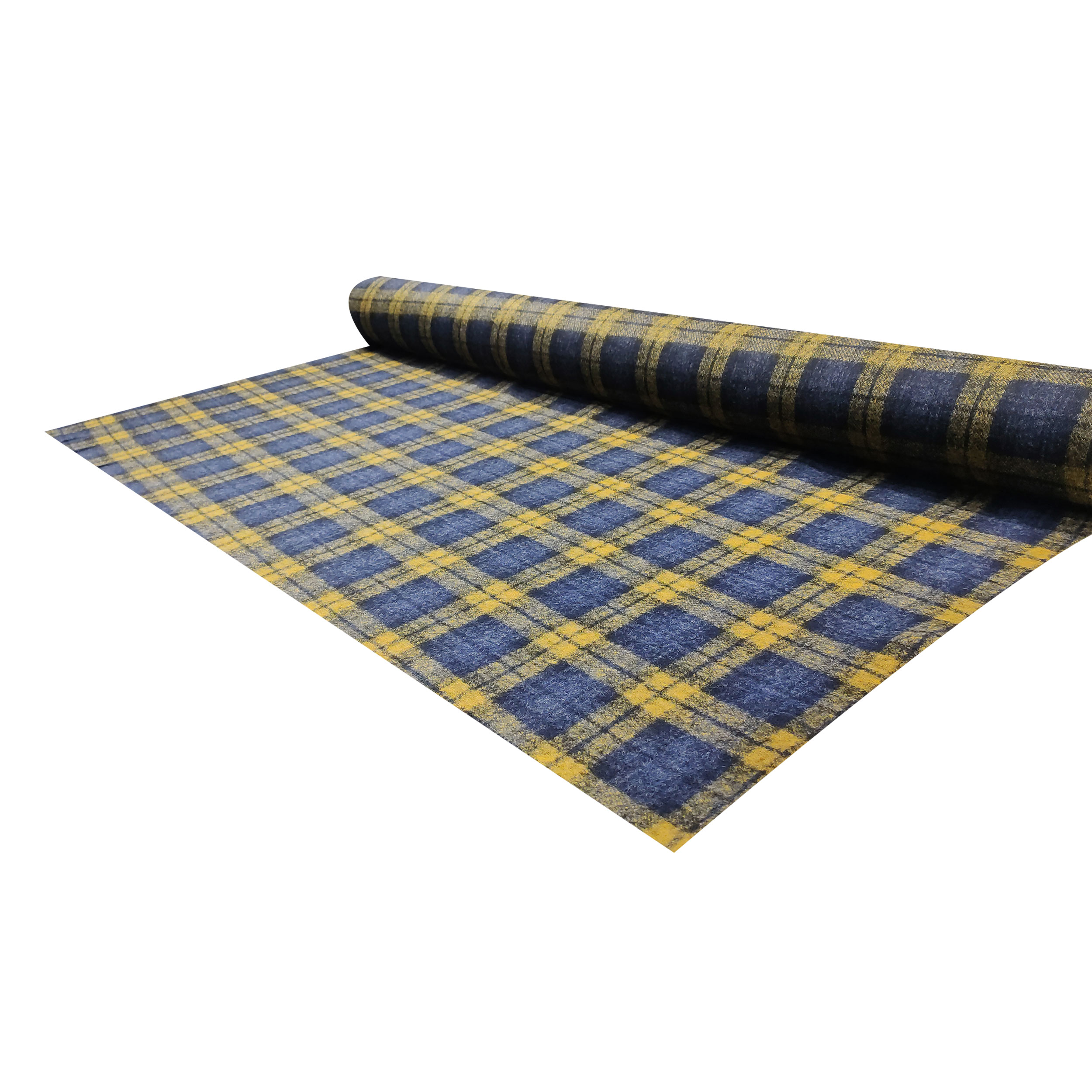 Plaid en laine écossaise mélangée Jaune Bleu