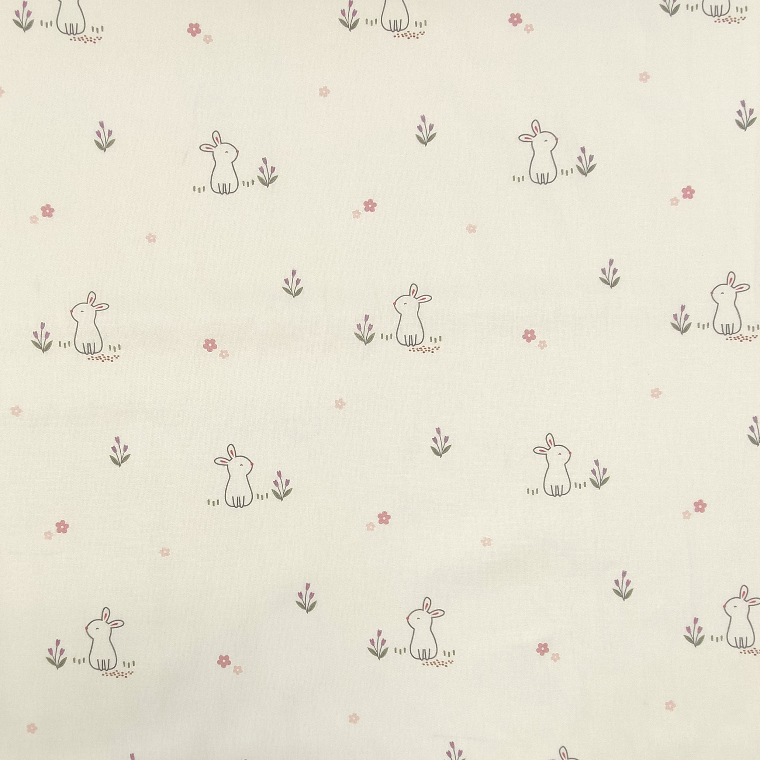 Popeline de coton avec fantaisie de lapin
