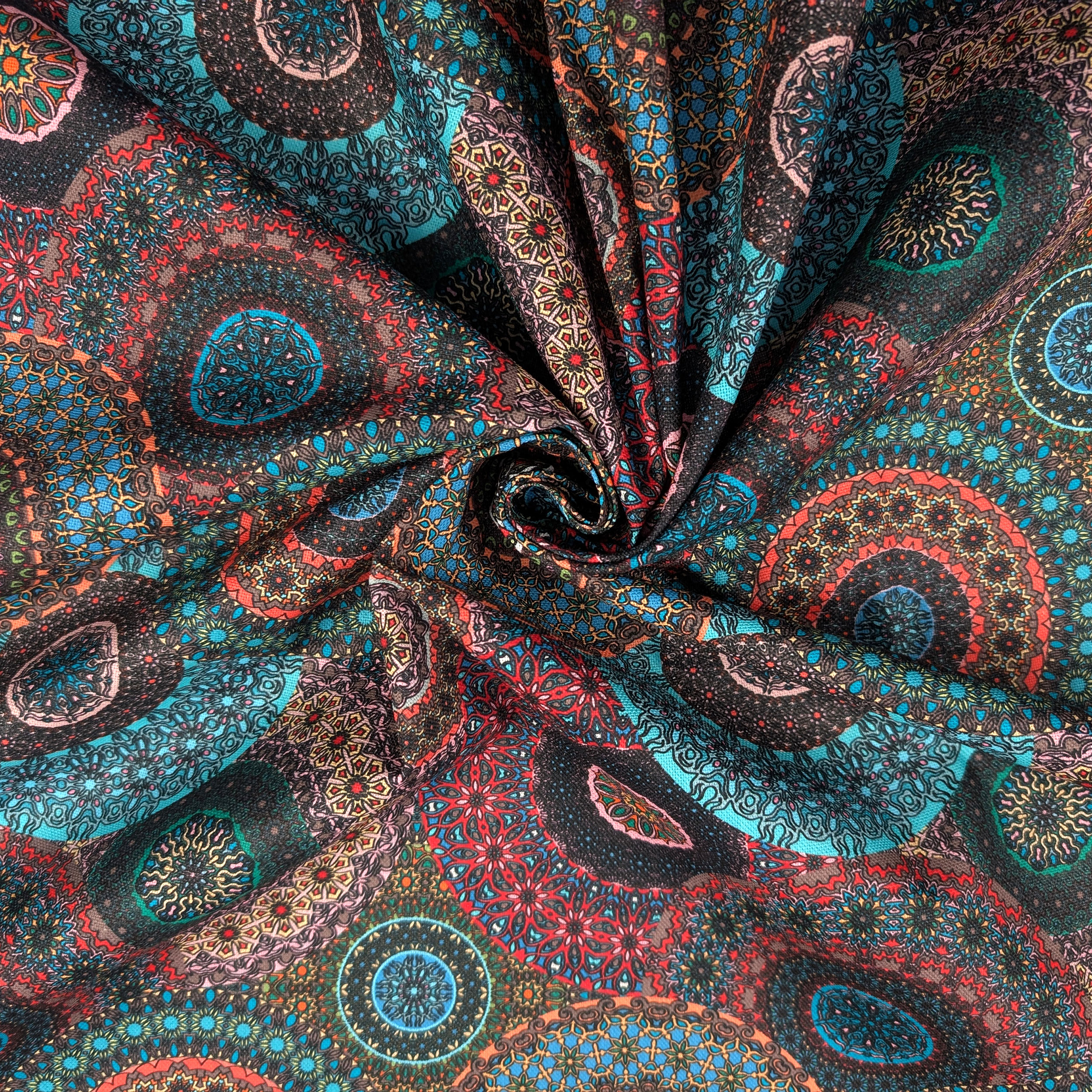 Coloured Mandala Panama Fabric Image