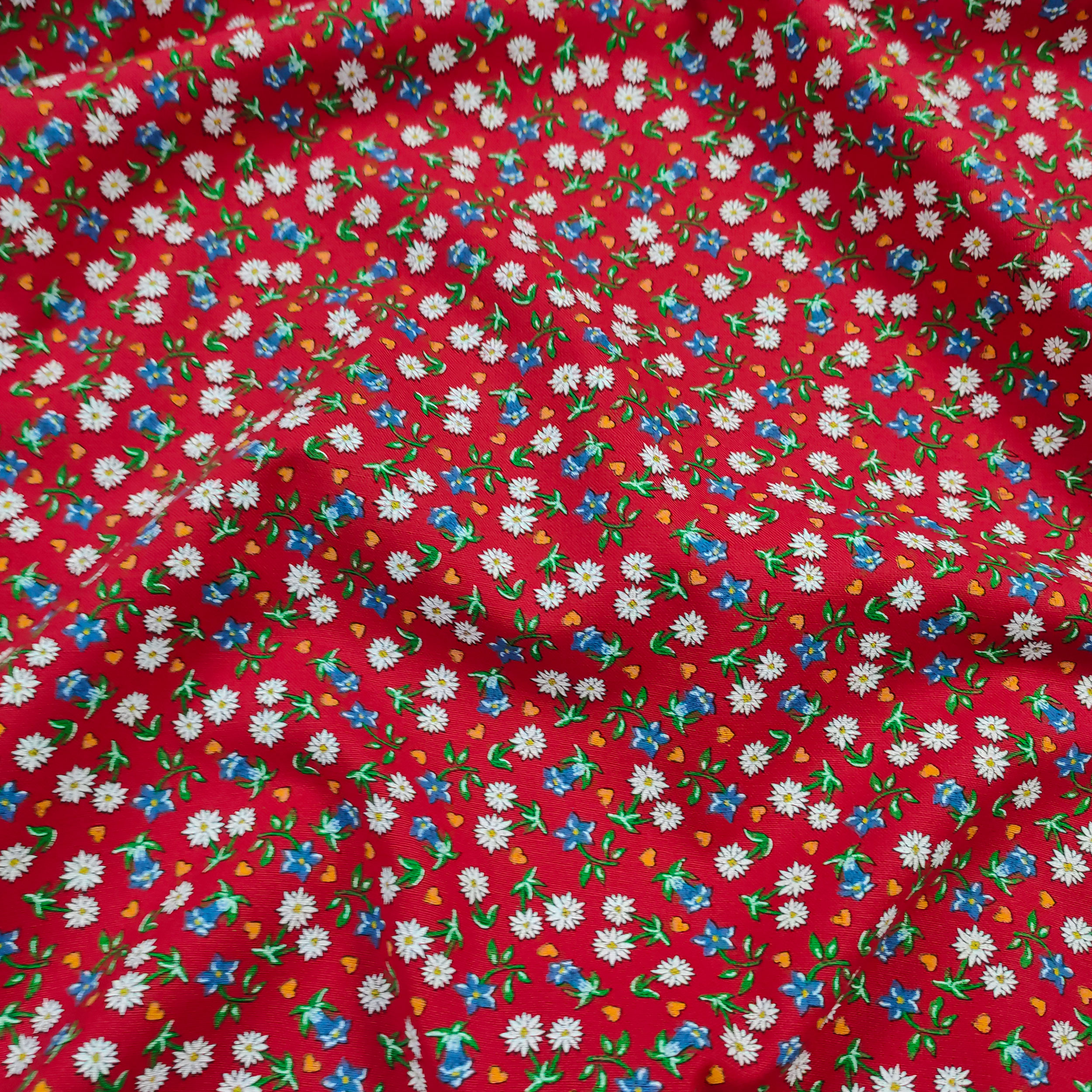 Tela tirolesa de algodón Fondo rojo