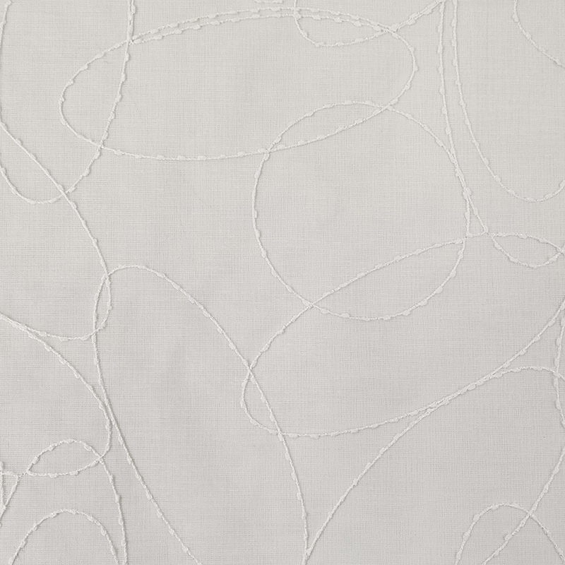 Curtain Fabric with Natural Circular Embroidery Image