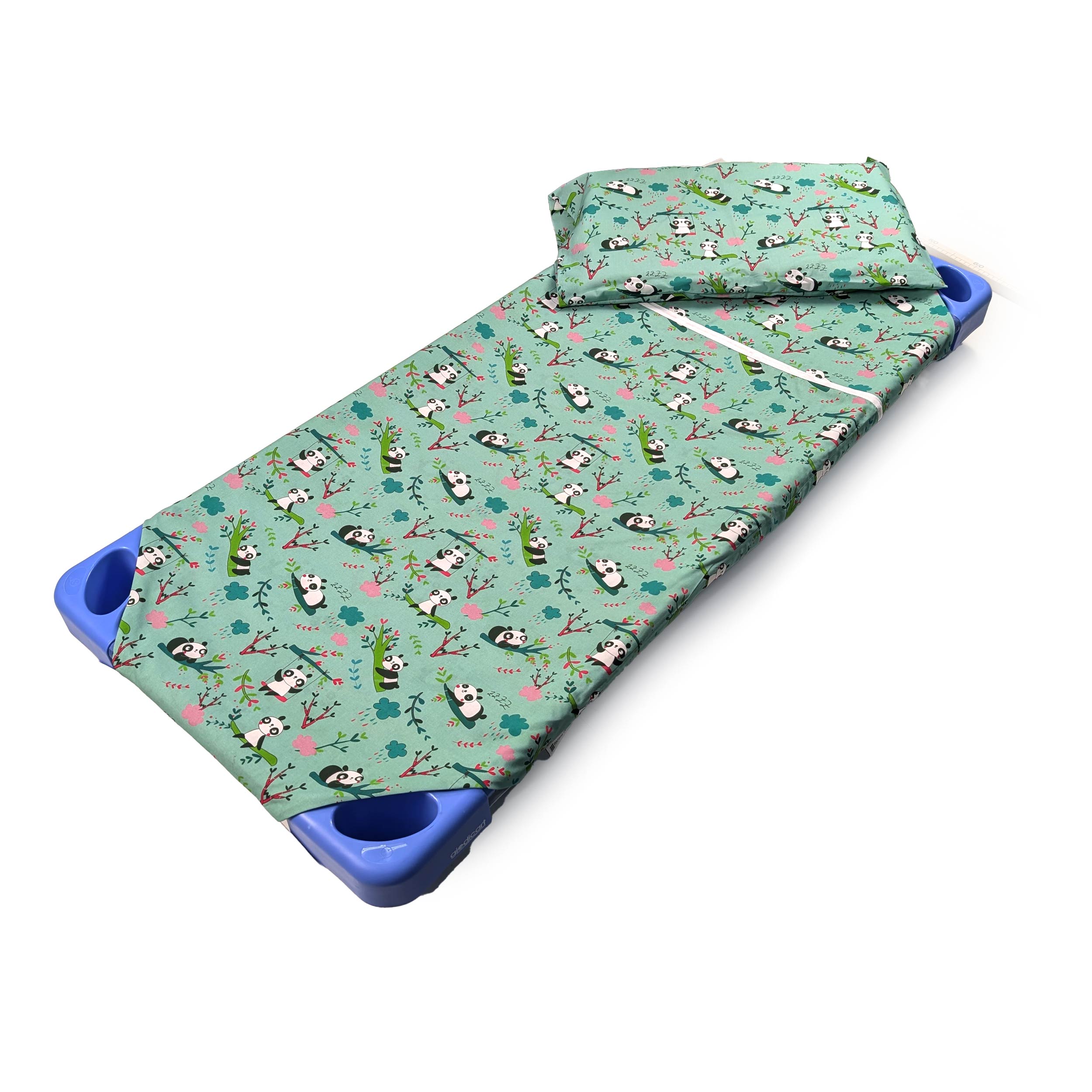 Contoured Summer Sleeping Bag for Panda Camp Beds – Mint Green Background Image