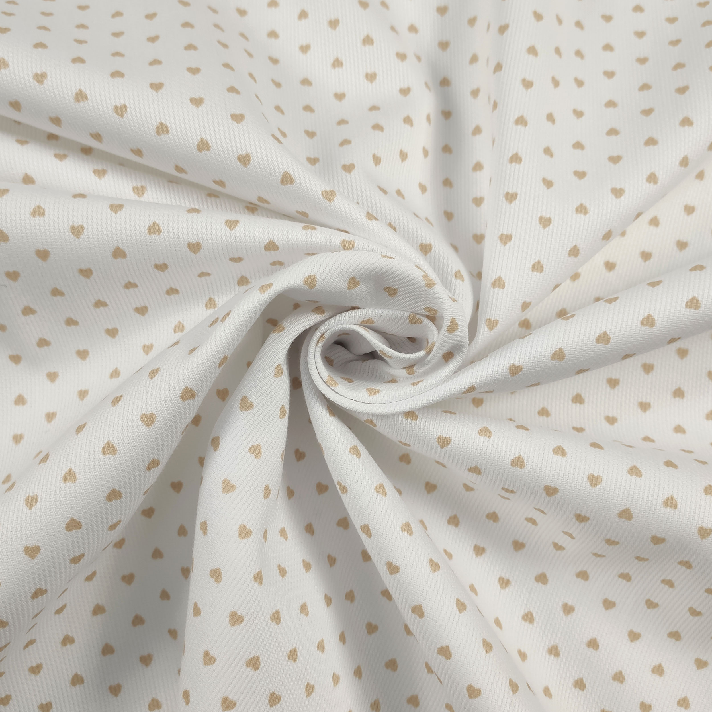 Cotton Piquet Cuoricini Beige fabric Image