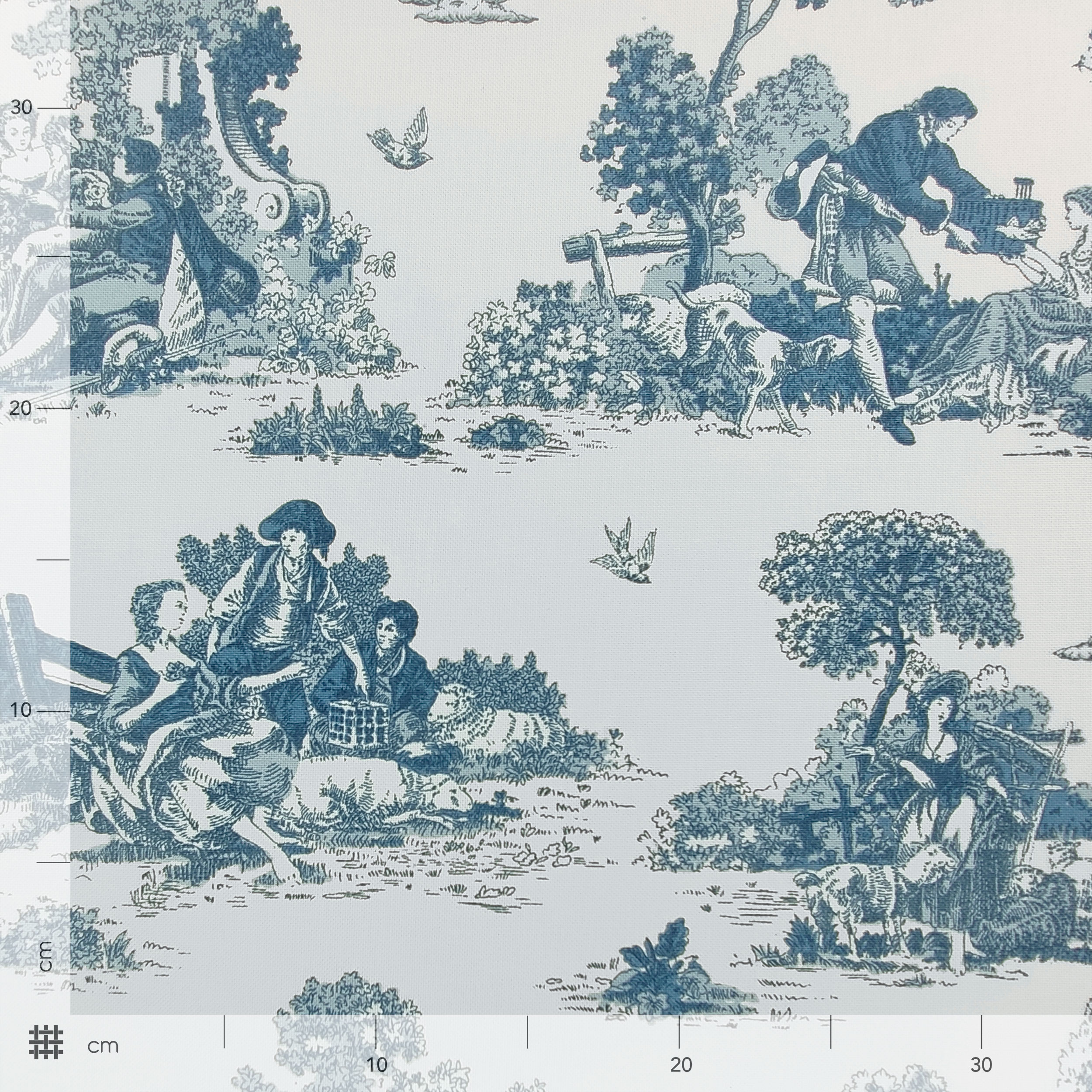 Ausschnitt Panama Toile de Jouy Petroleum 50x140 cm