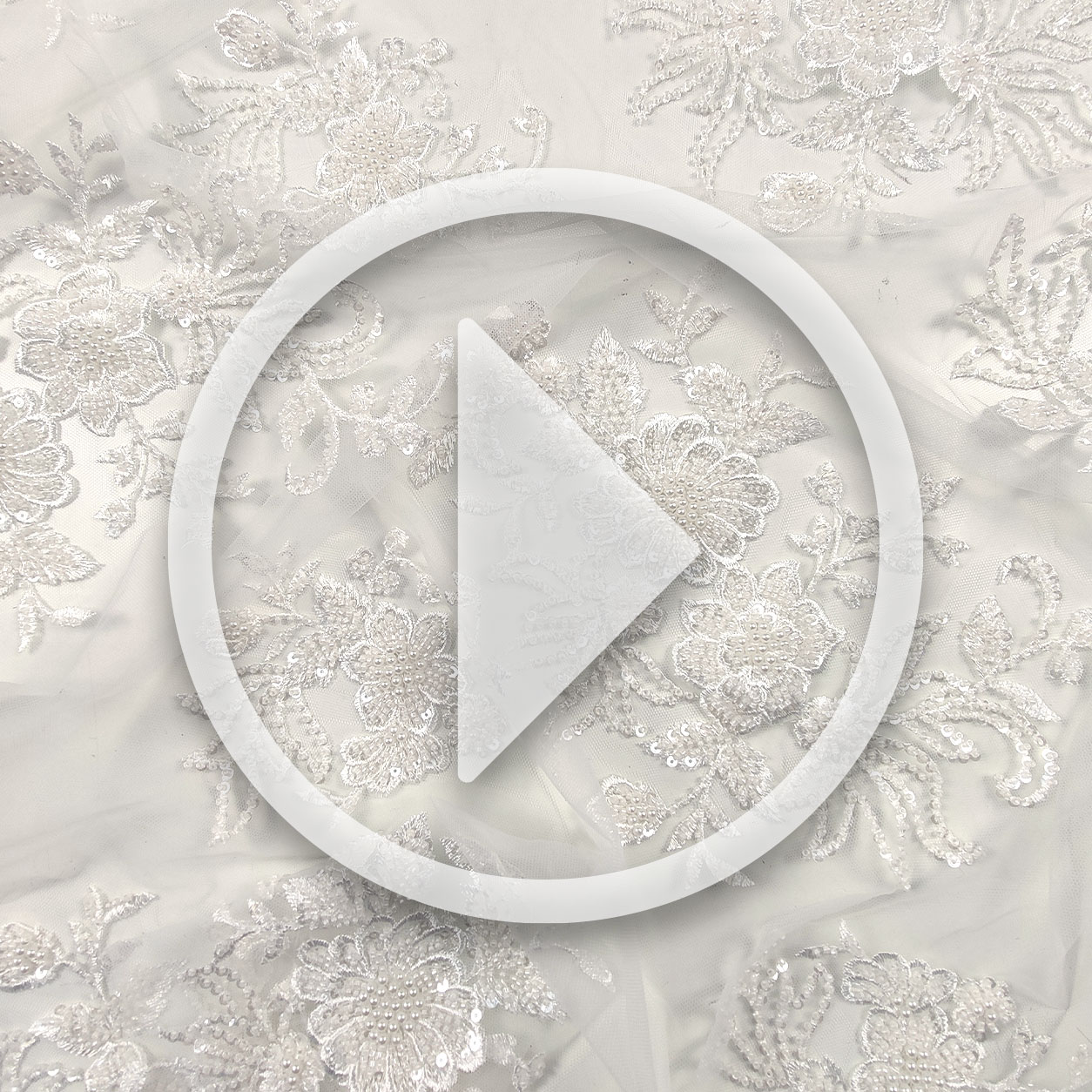 Floral Double Edge Beaded Tulle Lace - White  Image
