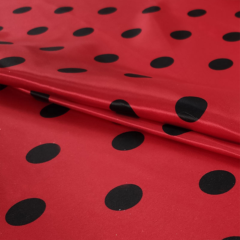  Tela de raso Carnaval Rojo Negro Lunares Image
