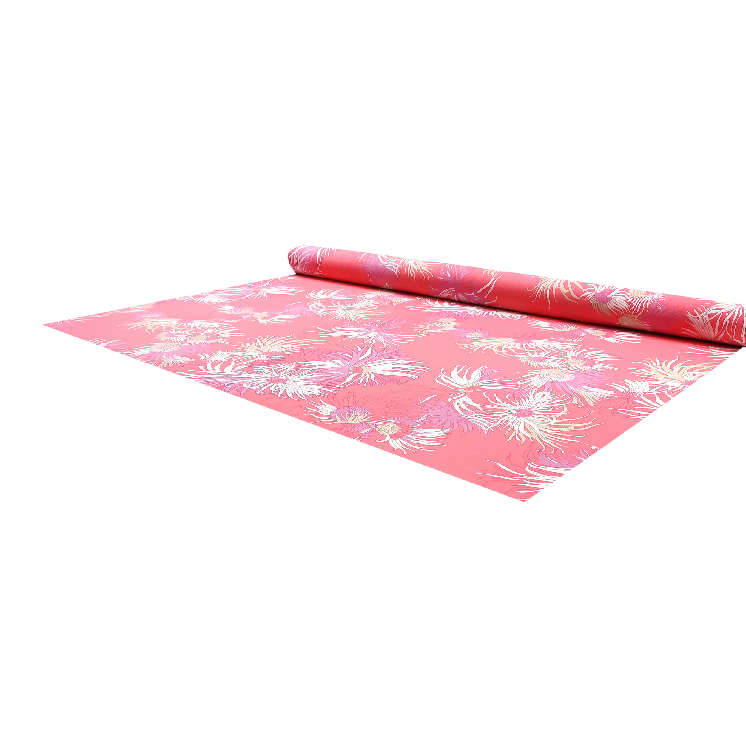 Viscose Silk Jersey Flowers Coral Background