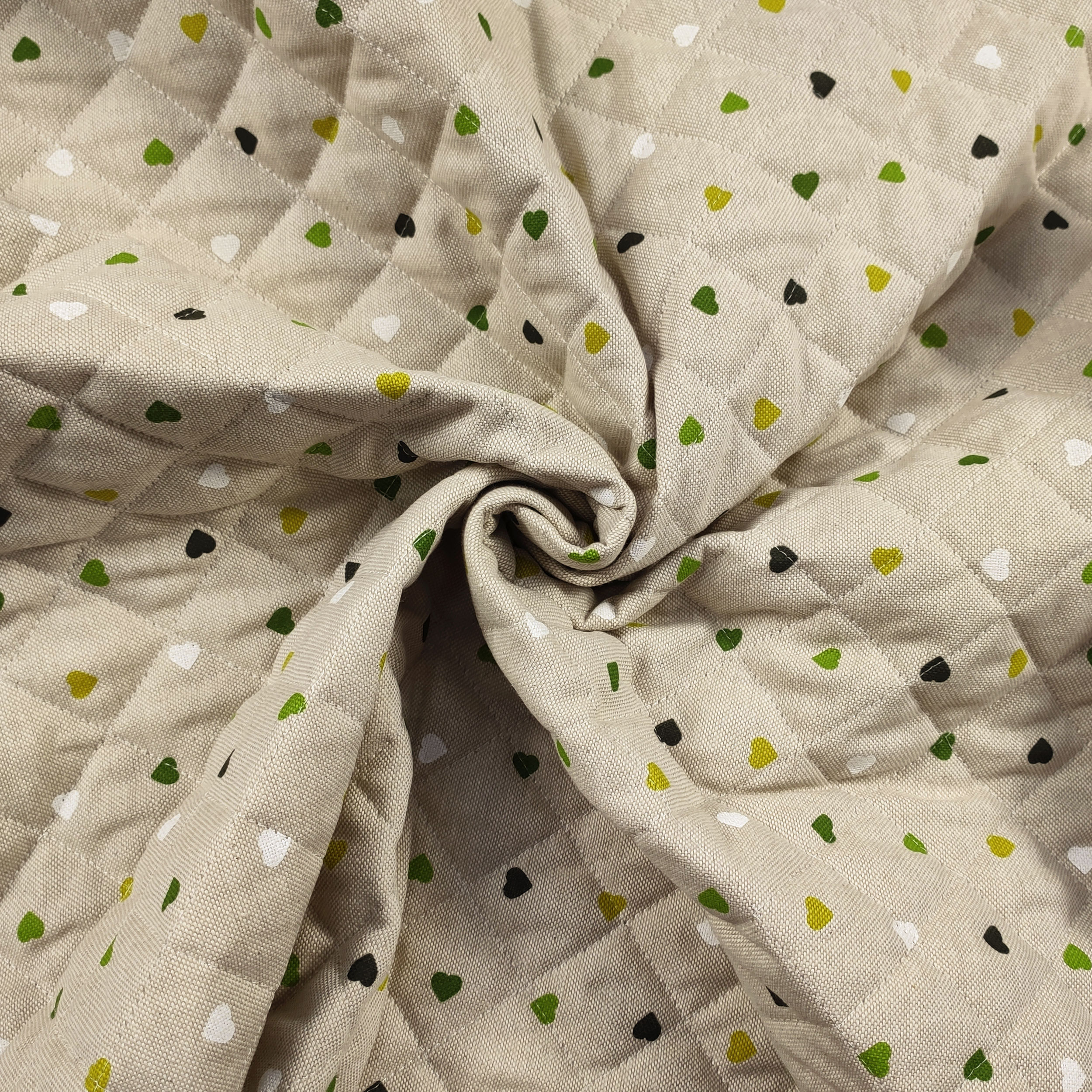 Cuoricini Toni Green Quilted Fabric
