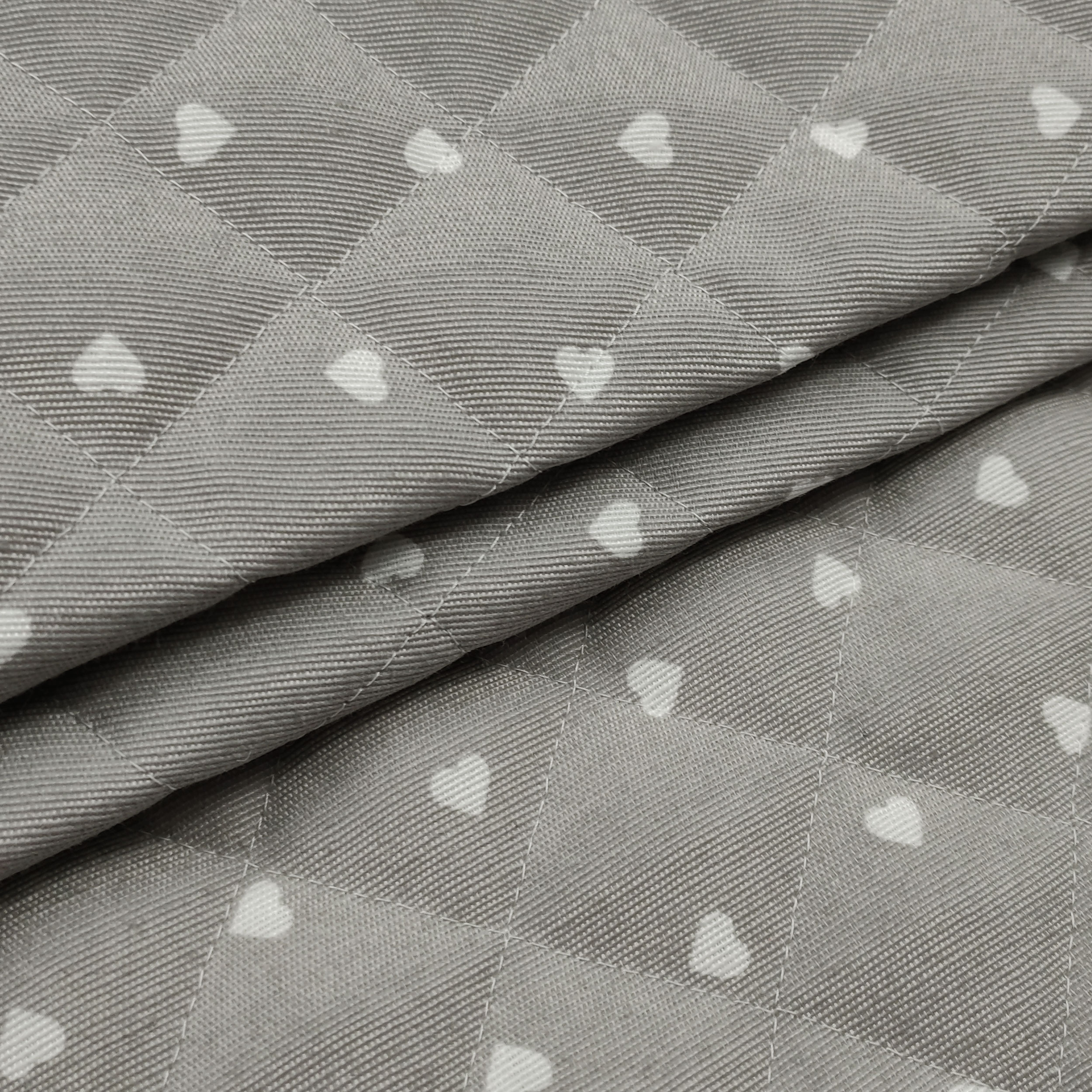 Quilted Cotton Mini White Hearts - Grey Image