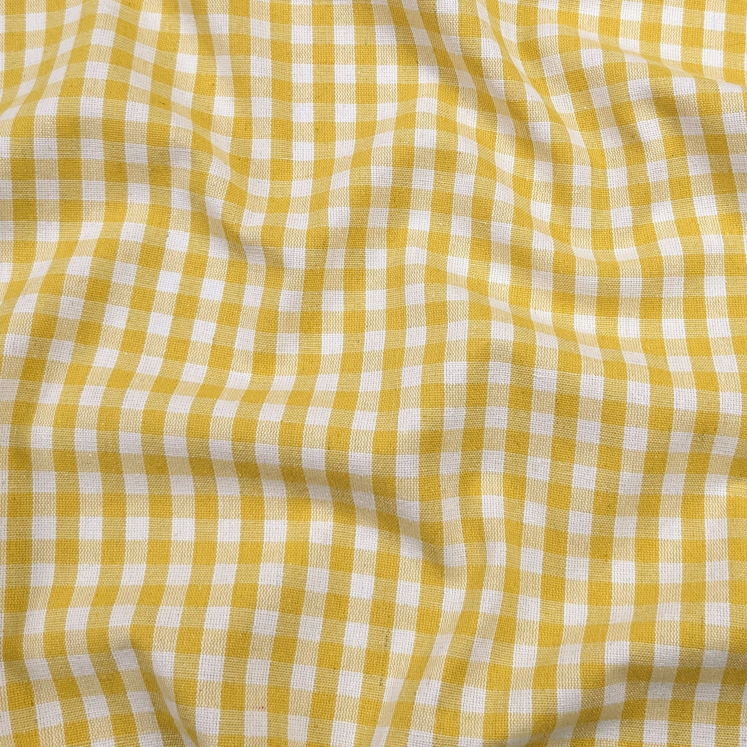 Washed Cotton Yarn Dyed Yellow Checks Image